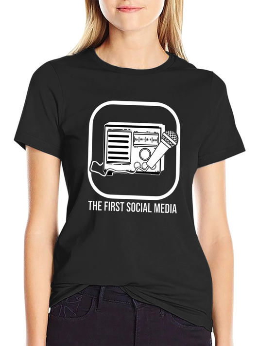 Vintage Radio & Mic T-Shirt - The First Social Media