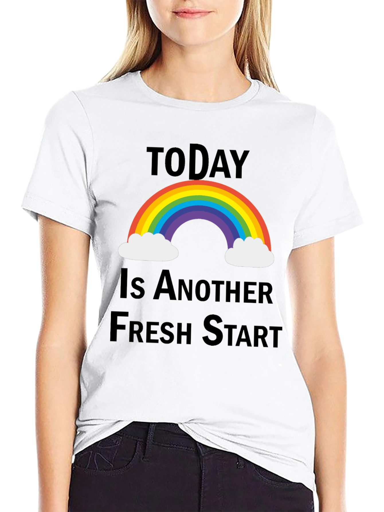 Fresh Start Rainbow Graphic Tee - Positive Vibes T-Shirt
