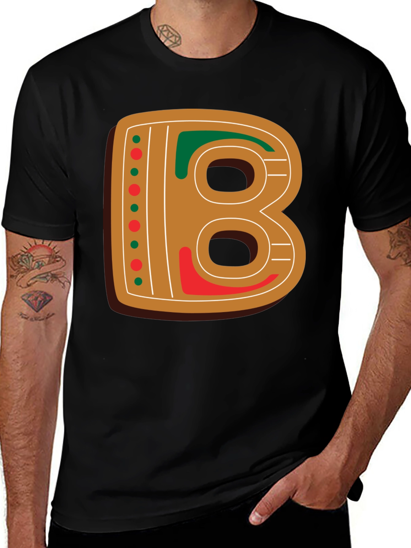 Gingerbread Letter B Christmas Holiday T-Shirt
