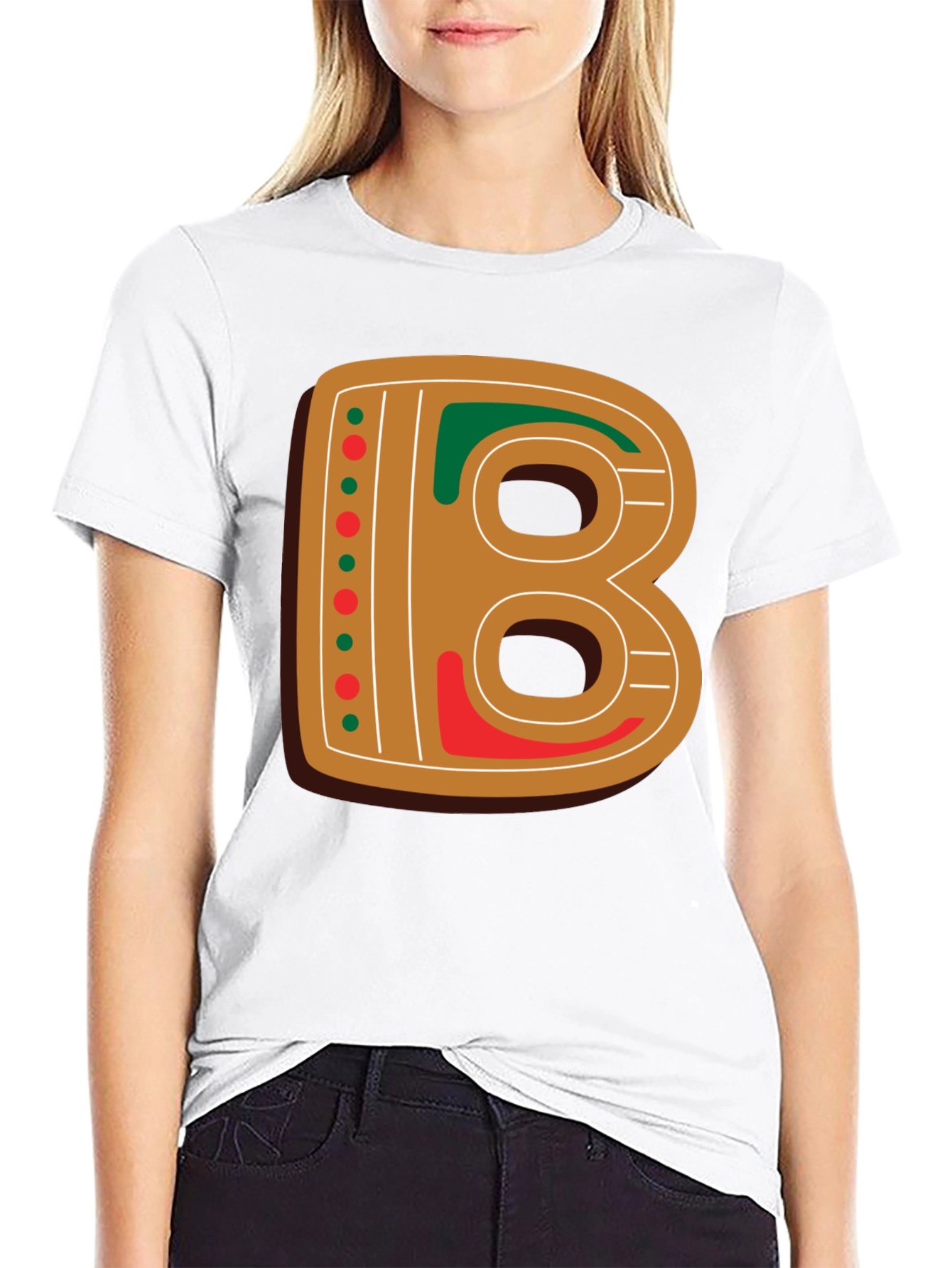 Gingerbread Letter B Christmas Holiday T-Shirt