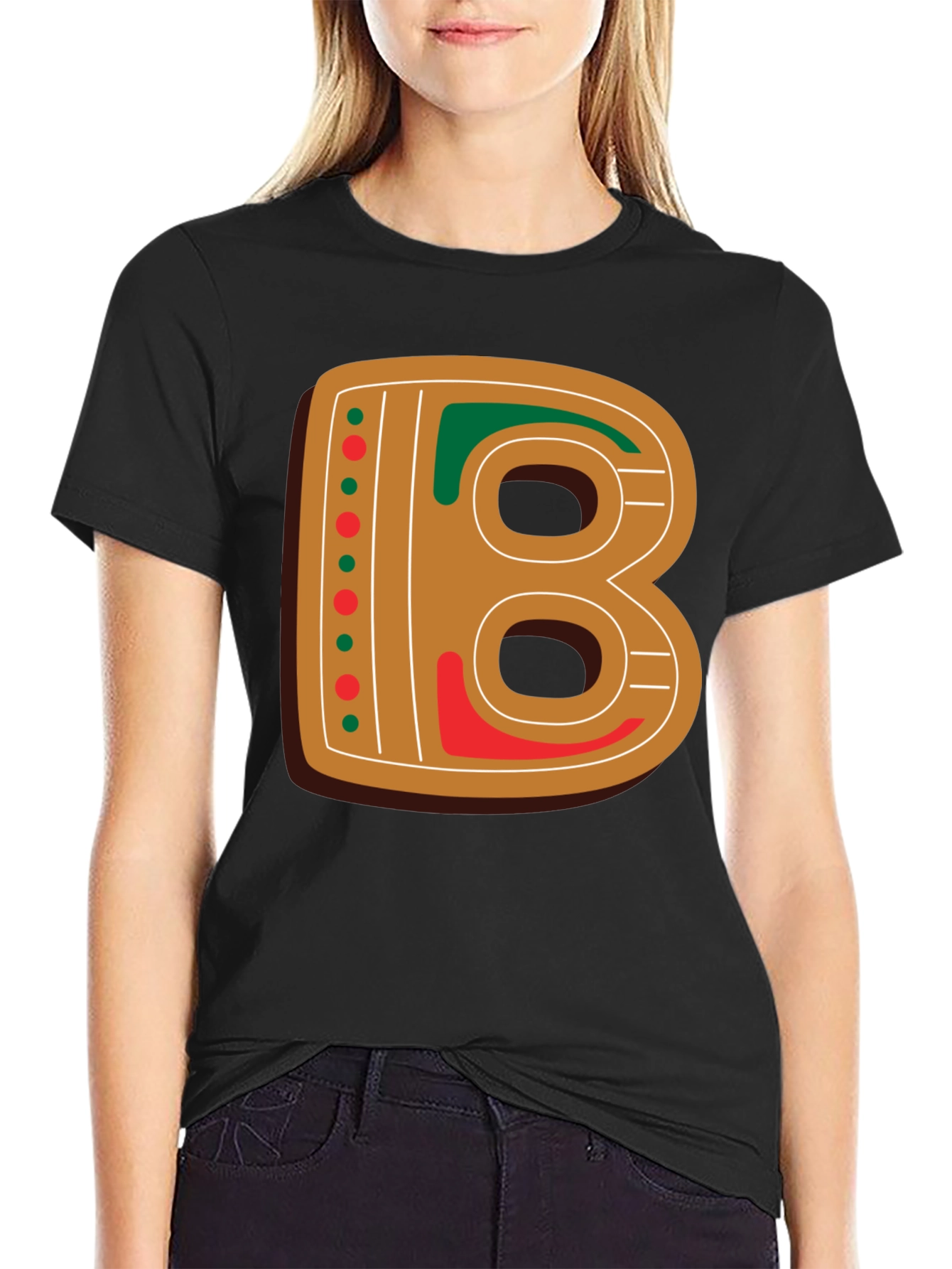 Gingerbread Letter B Christmas Holiday T-Shirt