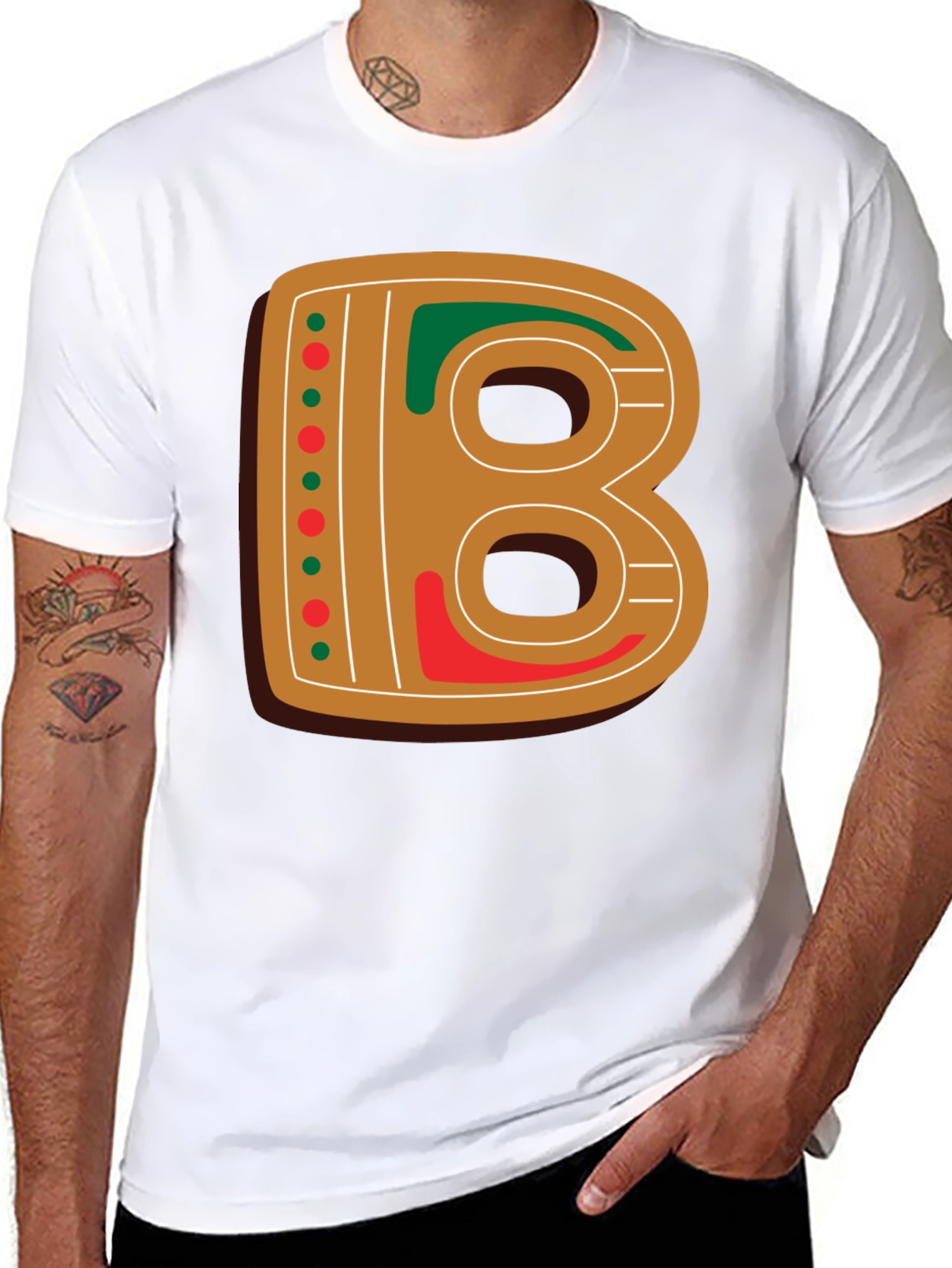 Gingerbread Letter B Christmas Holiday T-Shirt