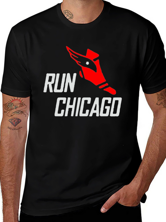 Run Chicago Graphic Tee - Black Cotton Shirt