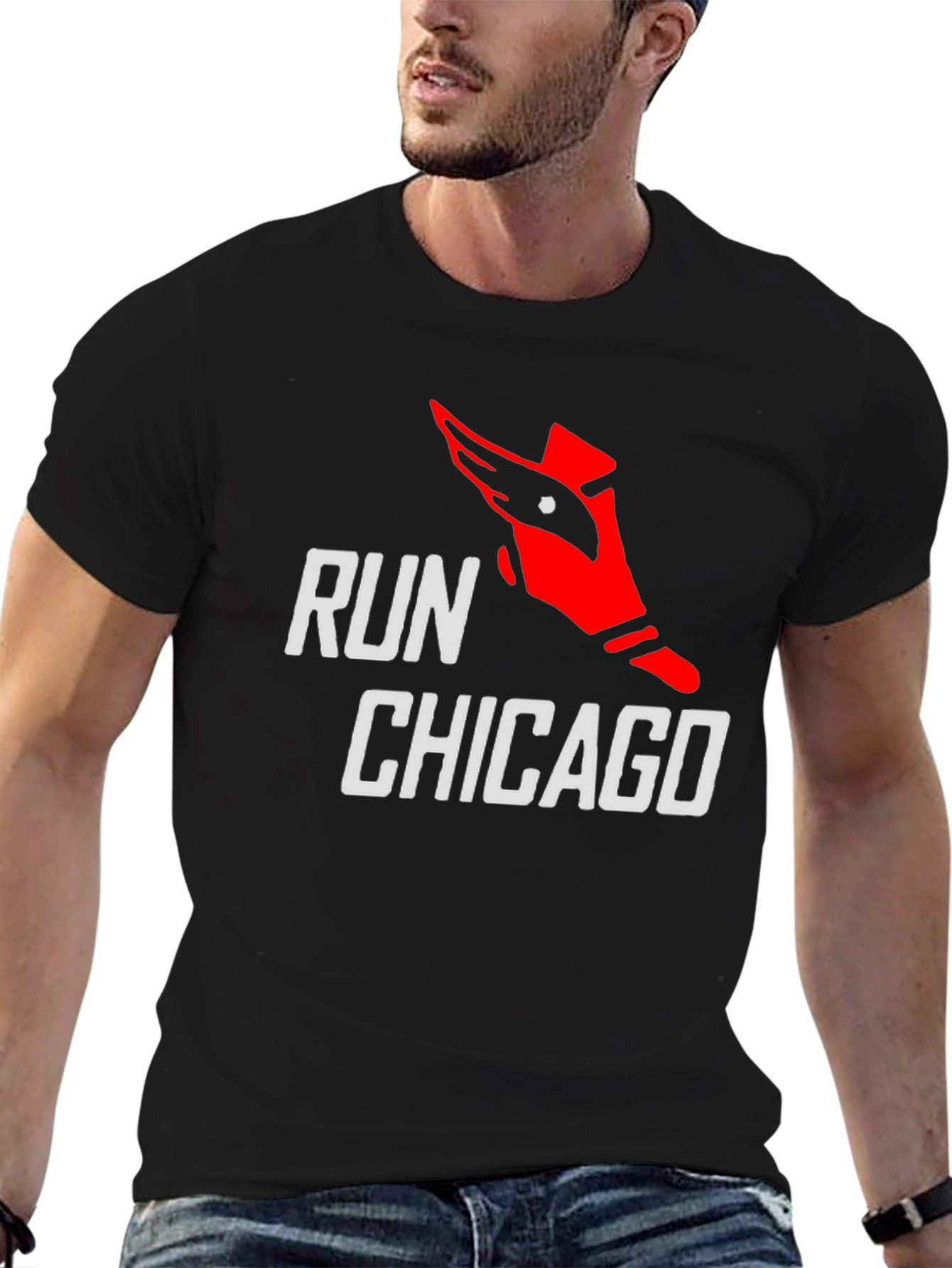 Run Chicago Graphic Tee - Black Cotton Shirt