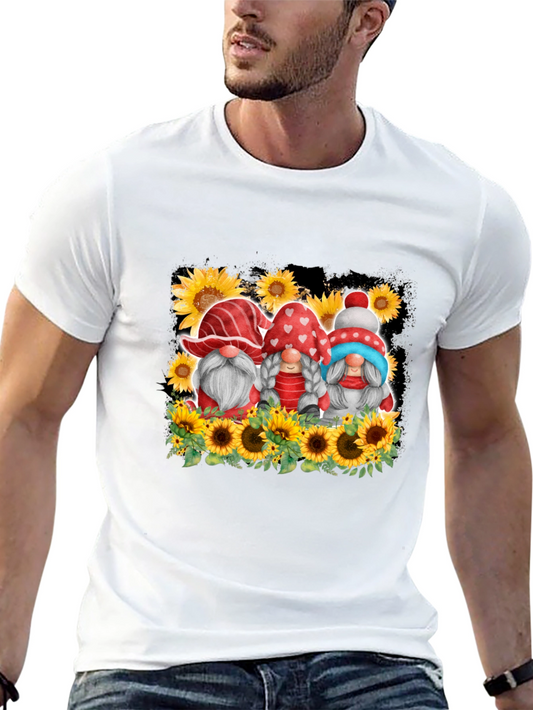 Gnome Sunflower Graphic T-Shirt