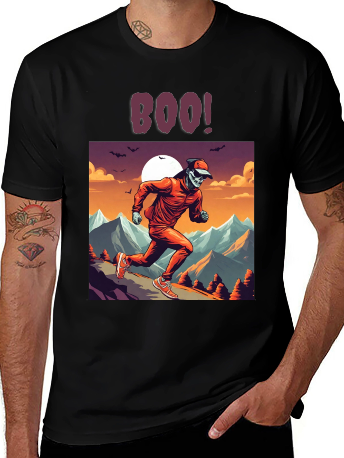 Boo! Skeleton Runner Graphic Tee