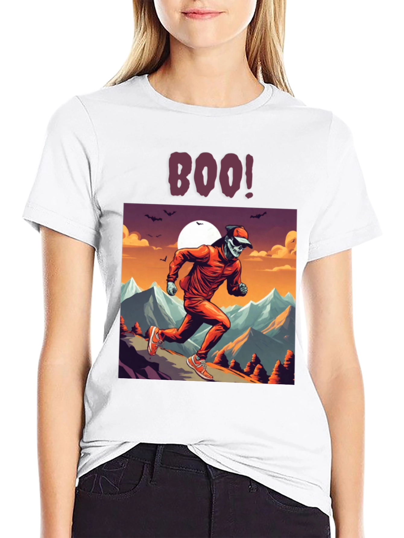 Boo! Skeleton Runner Graphic Tee