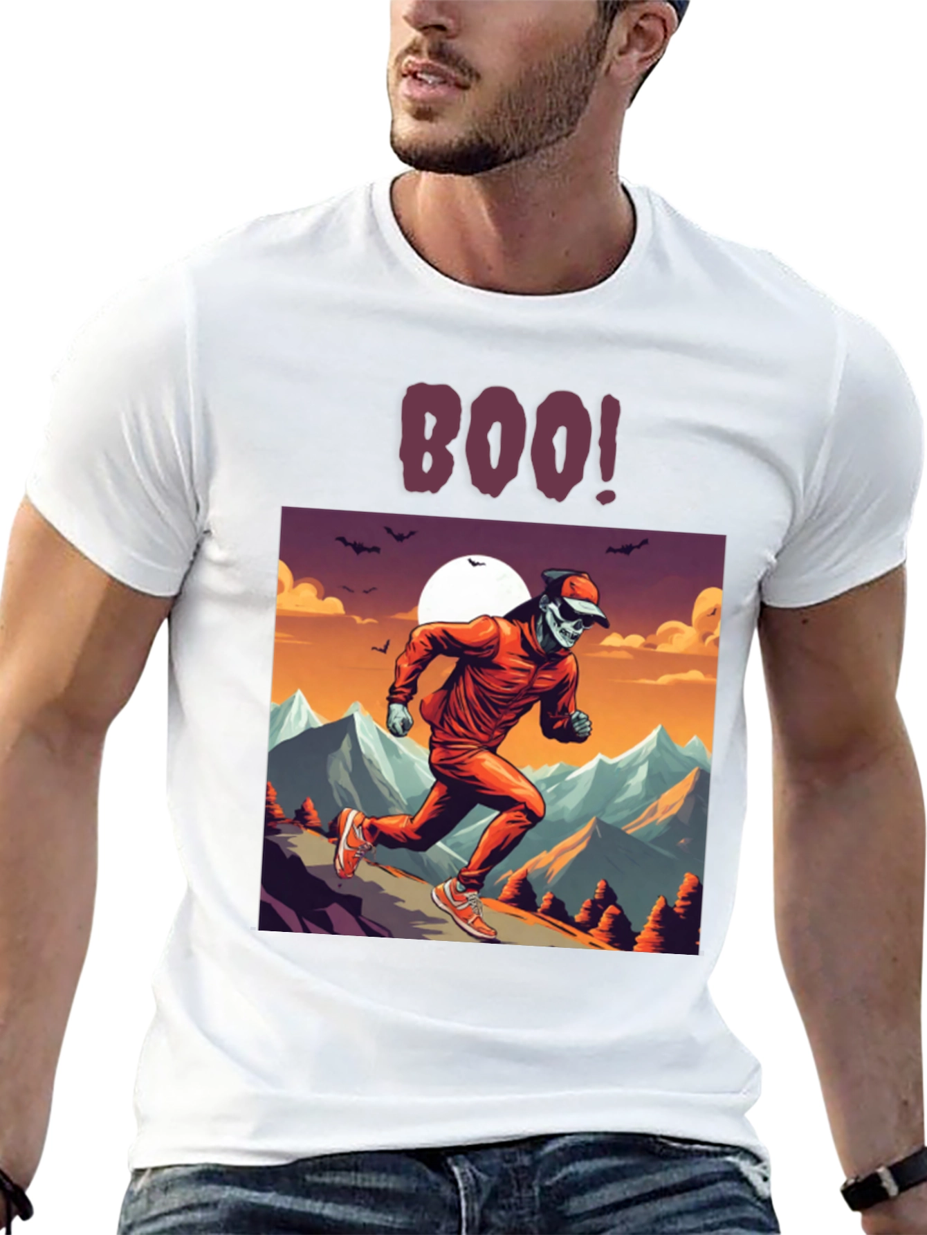 Boo! Skeleton Runner Graphic Tee