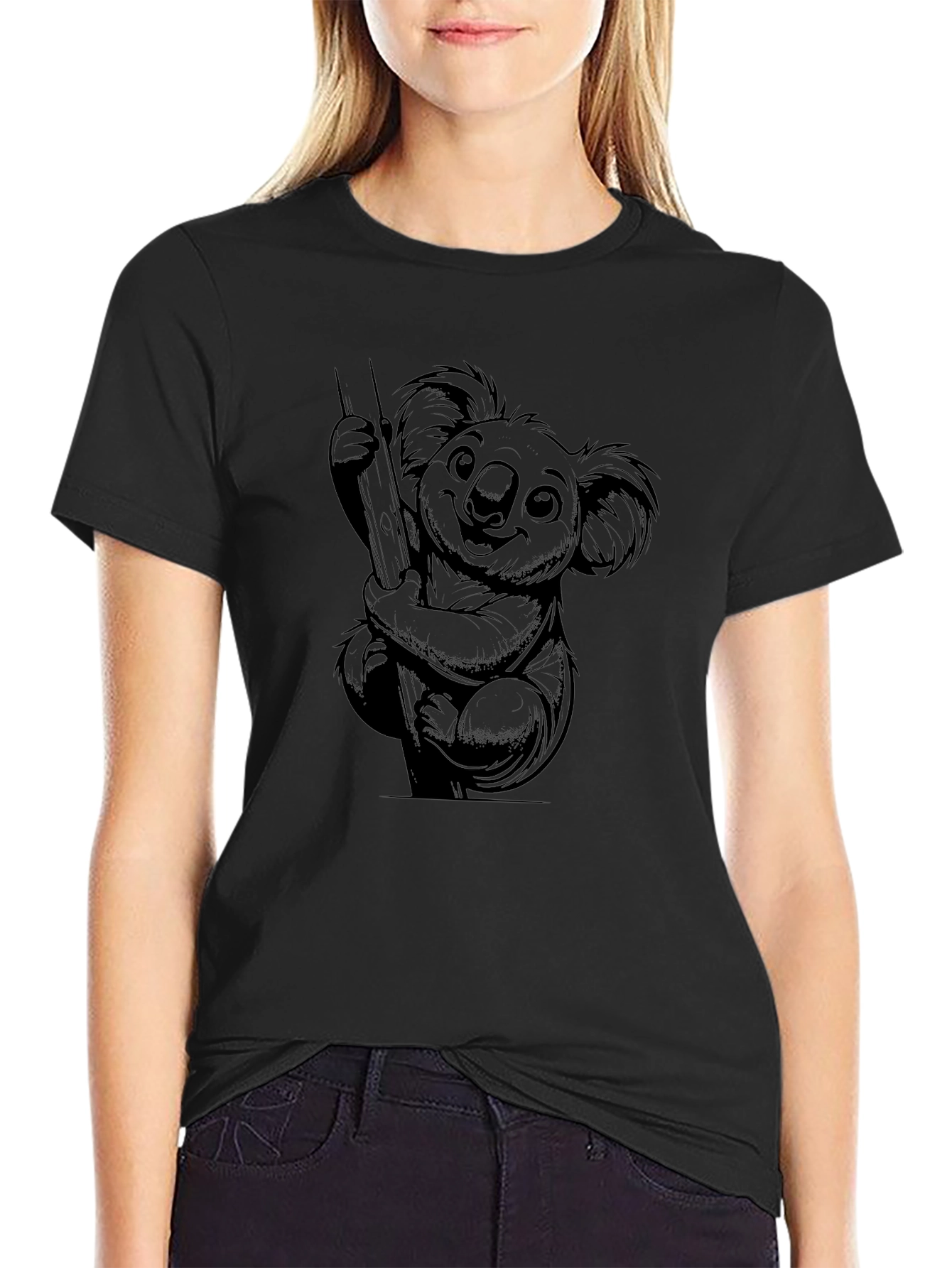 Koala Graphic T-Shirt - Black Unisex