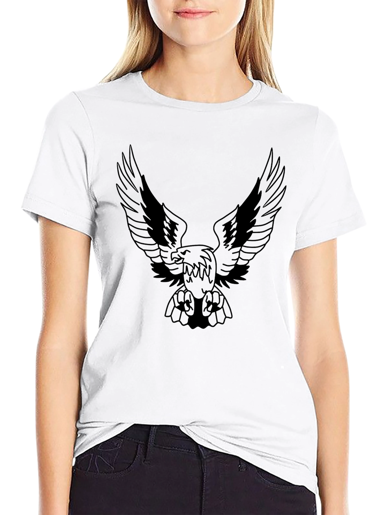Mens Black Eagle Graphic Tee - Bold Design