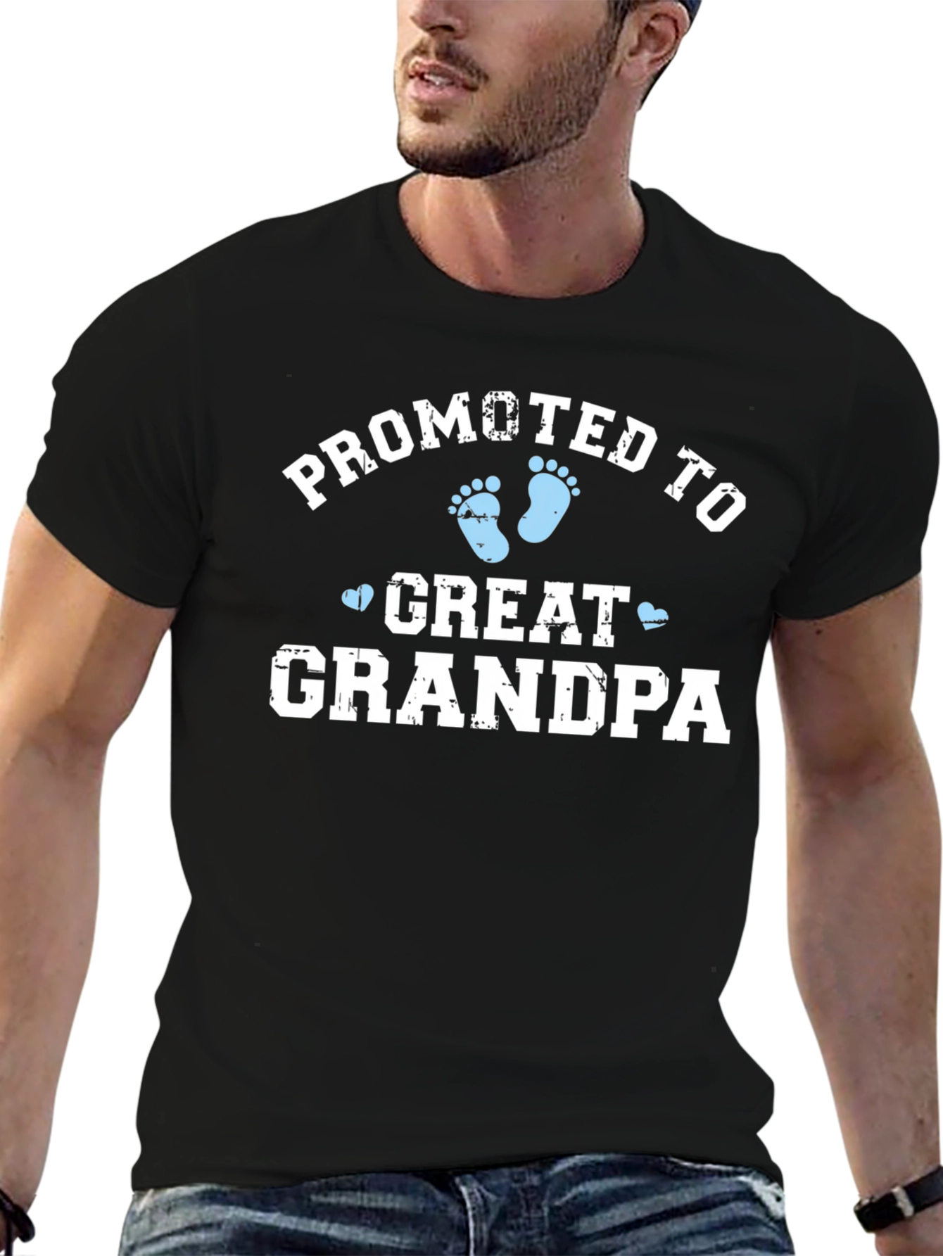 Promoted to Great Grandpa Black T-Shirt