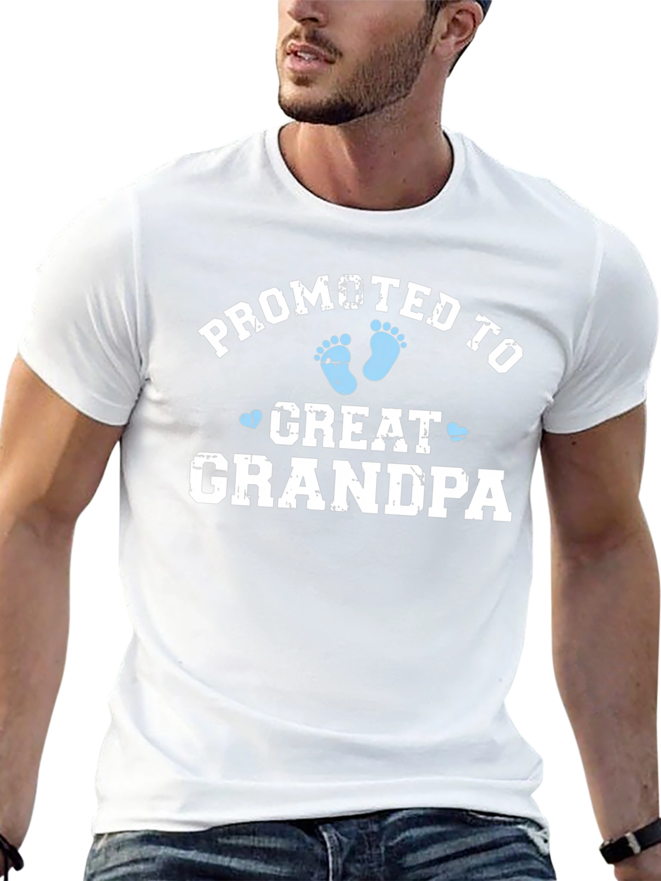 Promoted to Great Grandpa Black T-Shirt