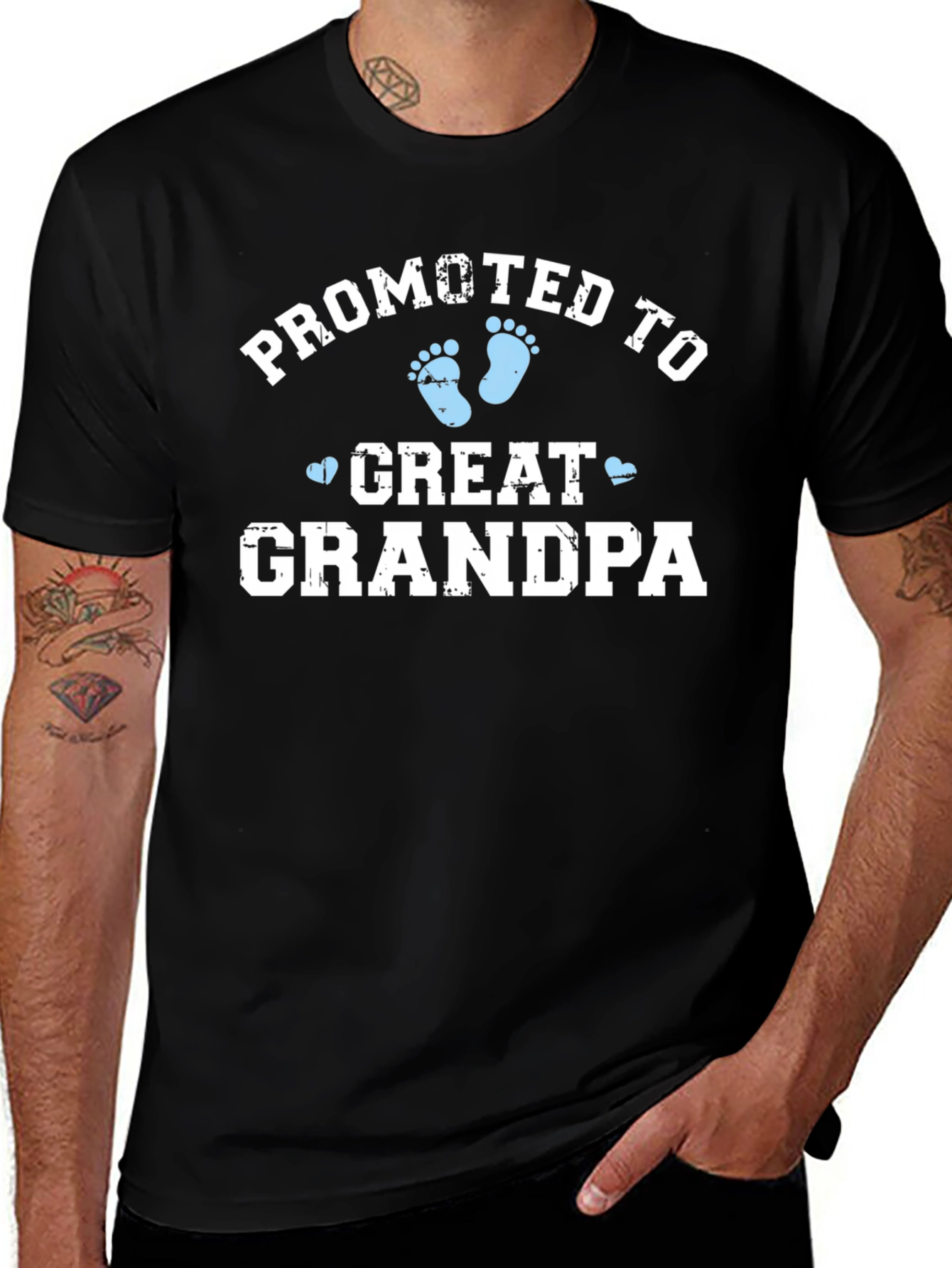 Promoted to Great Grandpa Black T-Shirt