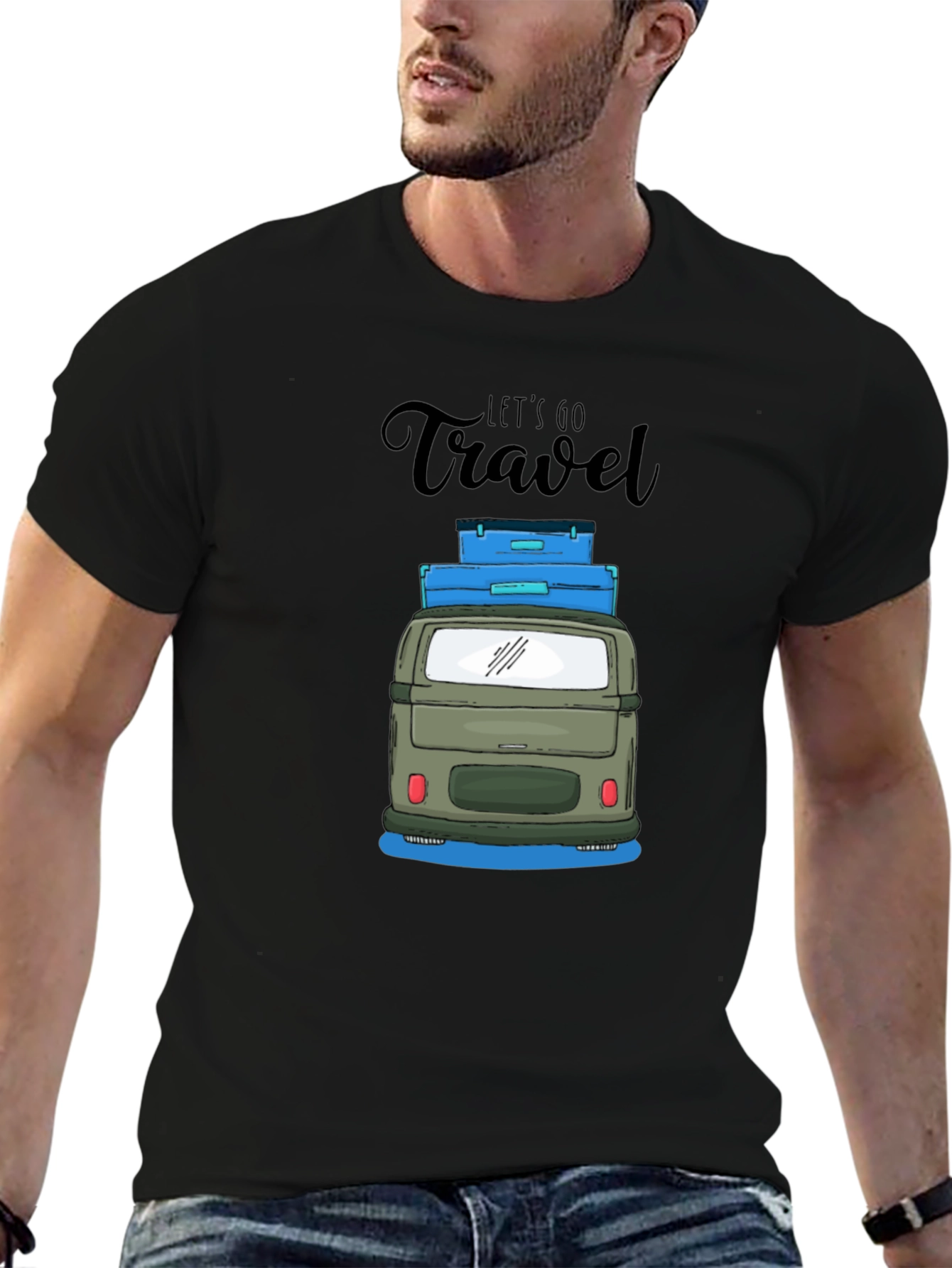 Lets Go Travel Black T-Shirt