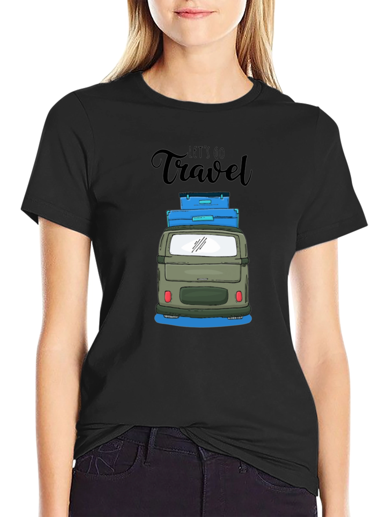 Lets Go Travel Black T-Shirt