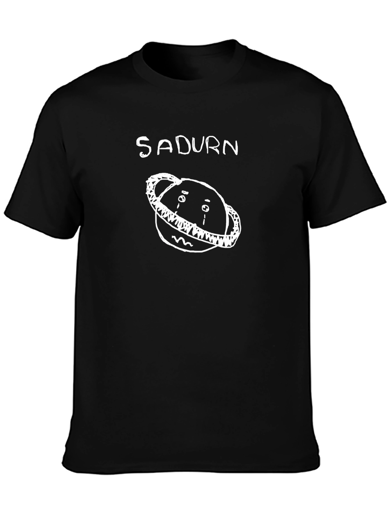 Sadurn Saturn T-Shirt - White Graphic on Black