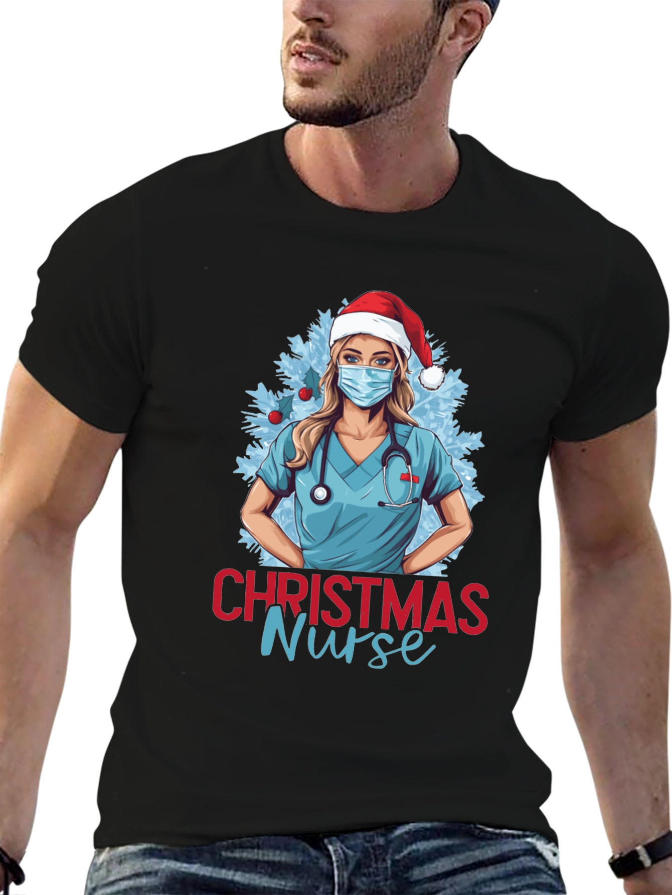 Christmas Nurse Graphic T-Shirt