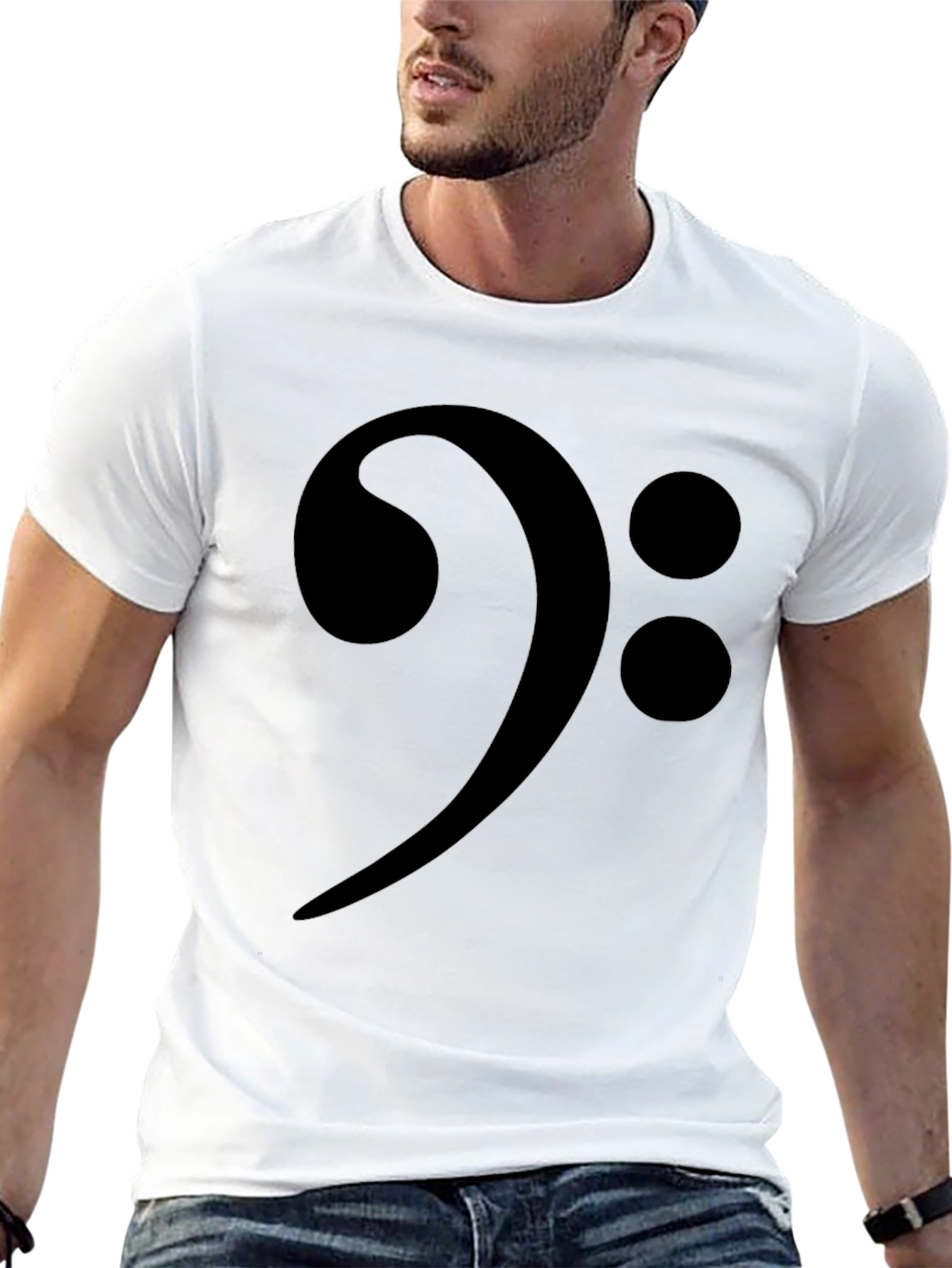 Bass Clef Black T-Shirt - Music Lover Tee