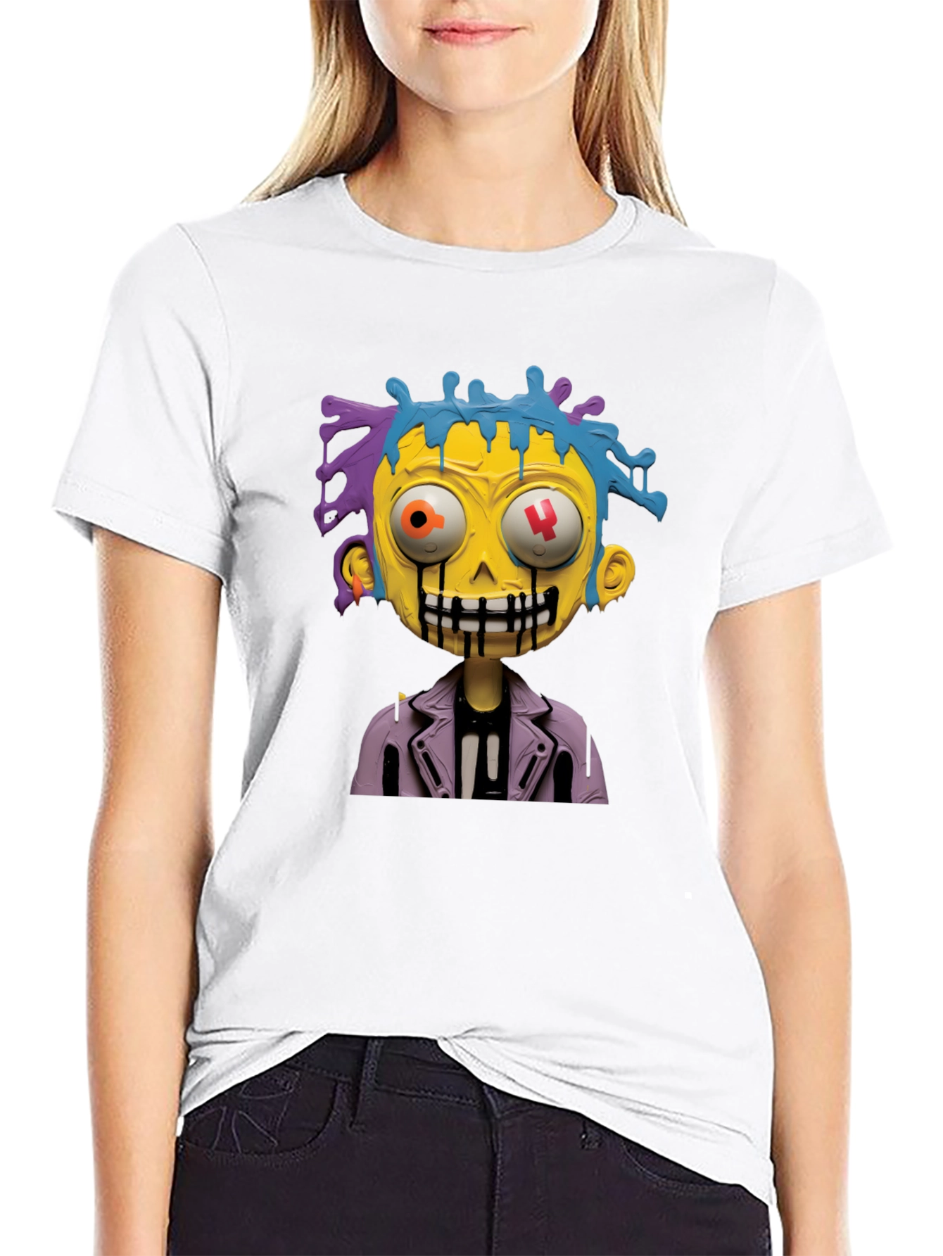 Cartoon Zombie Graphic Tee - Stylish Mens Black T-Shirt