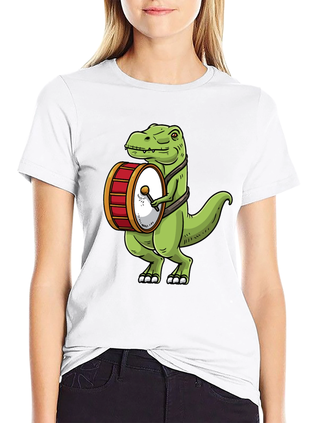 Dinosaur Drummer T-Shirt - Funny Dino Band Tee
