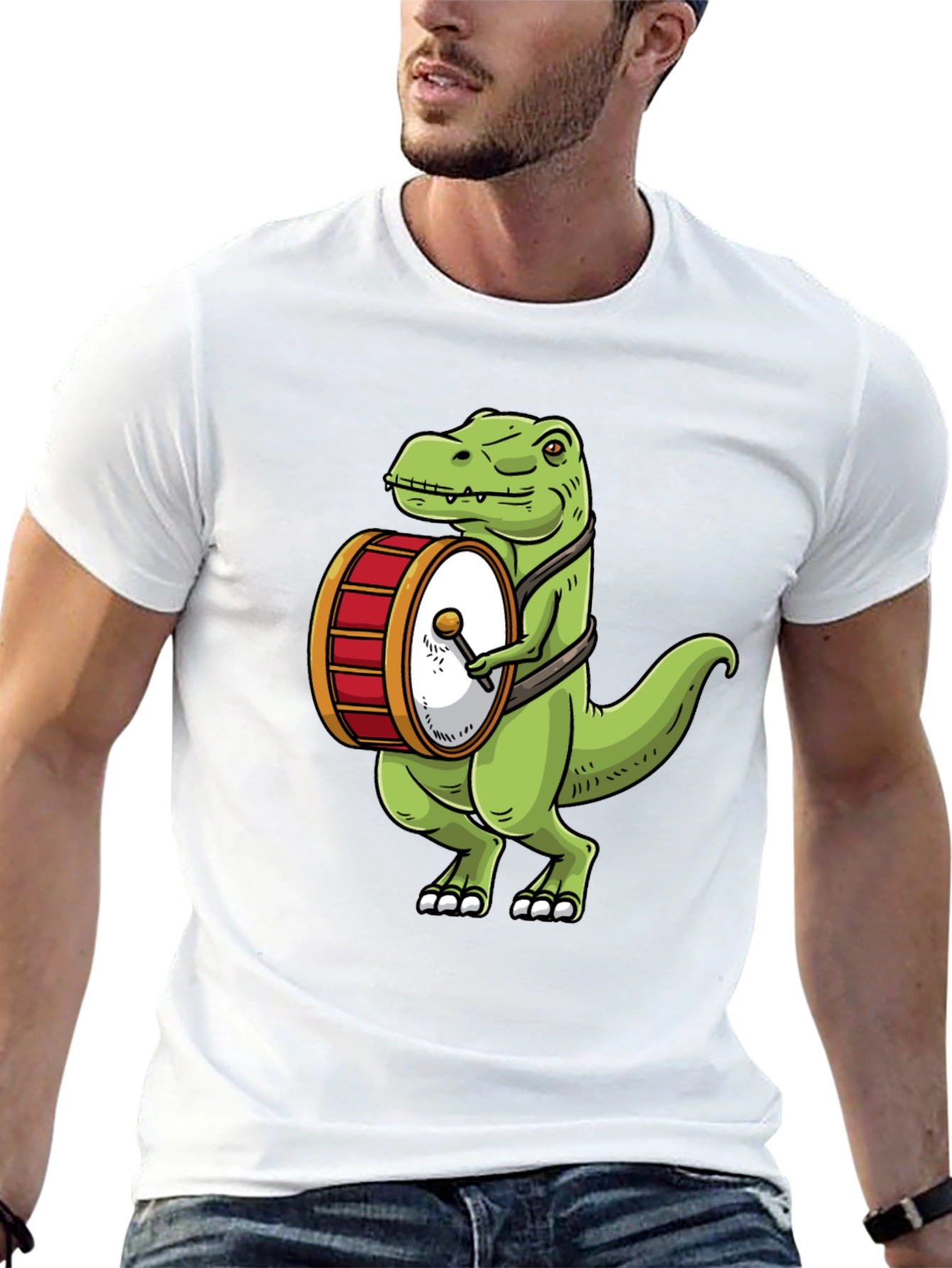 Dinosaur Drummer T-Shirt - Funny Dino Band Tee