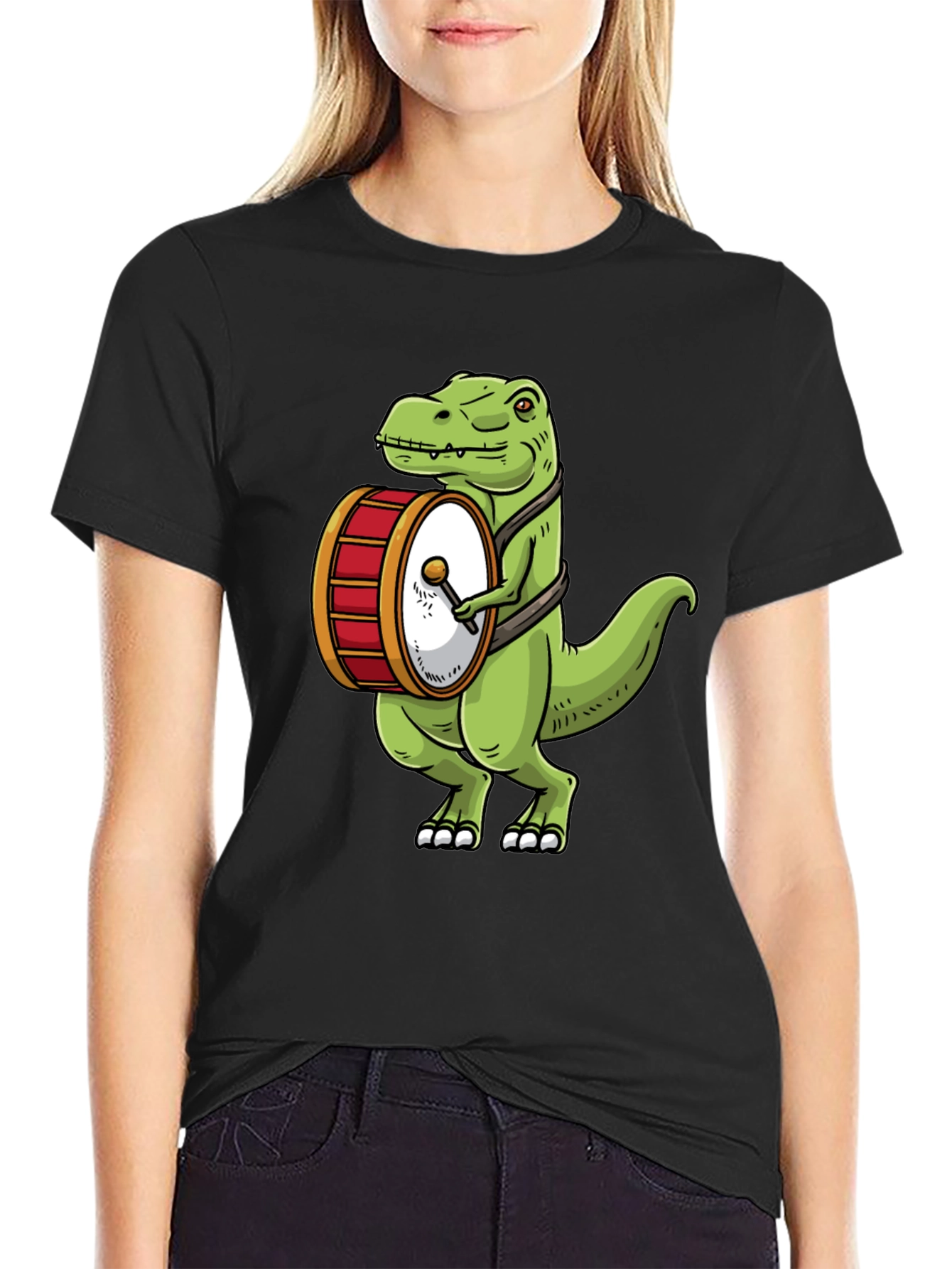 Dinosaur Drummer T-Shirt - Funny Dino Band Tee