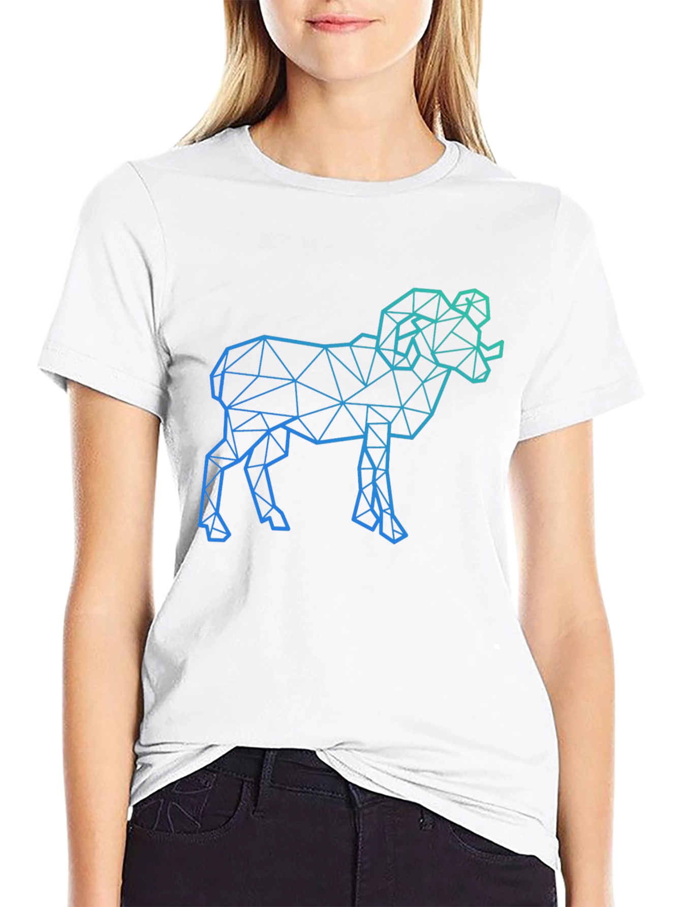 Geometric Ram Graphic Tee - Black