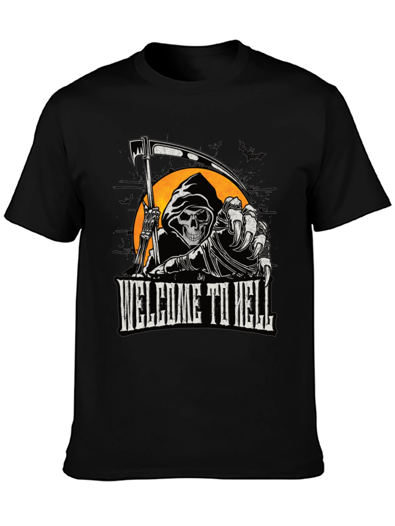 Welcome to Hell Grim Reaper Graphic Tee - Black