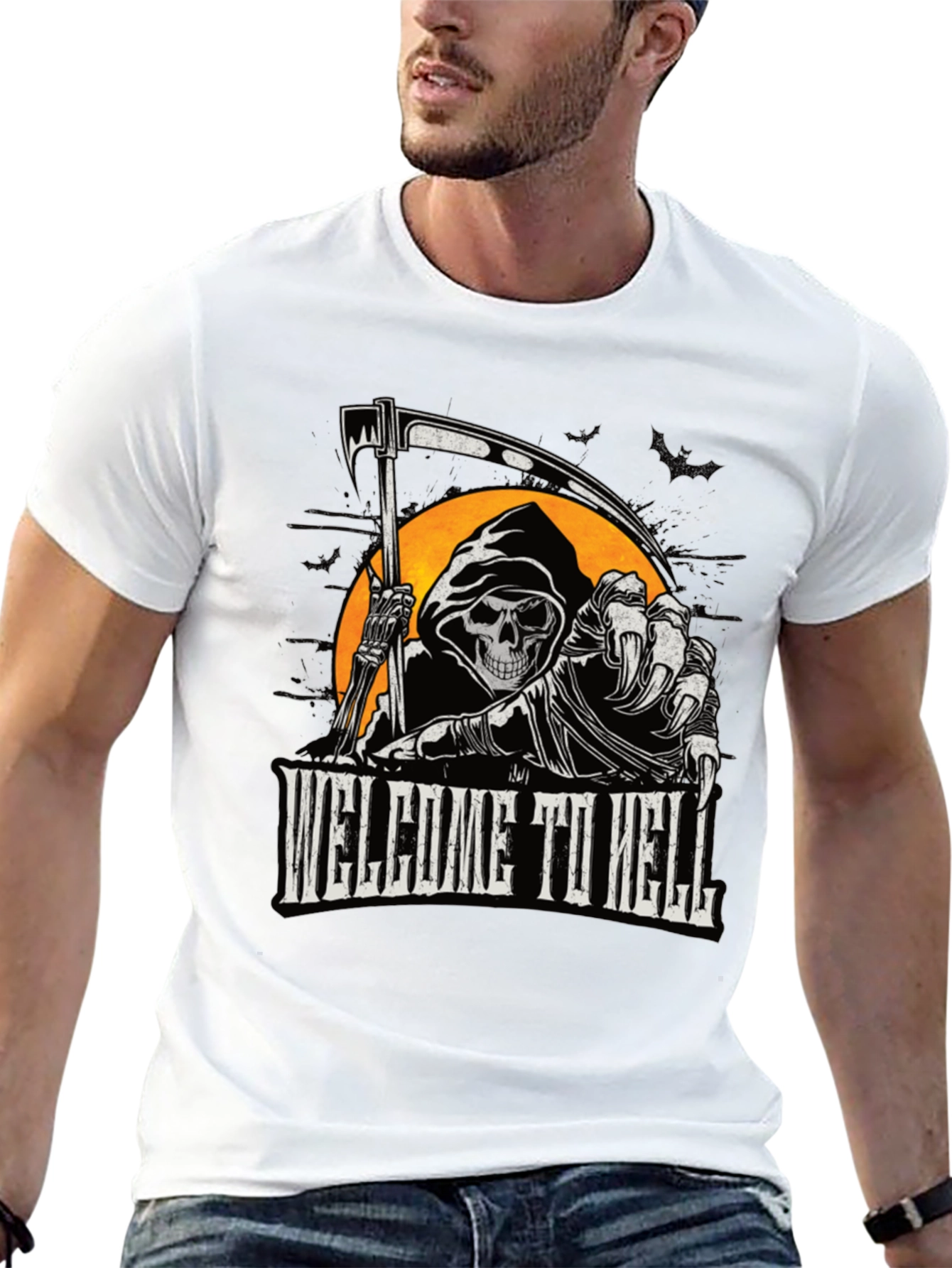 Welcome to Hell Grim Reaper Graphic Tee - Black