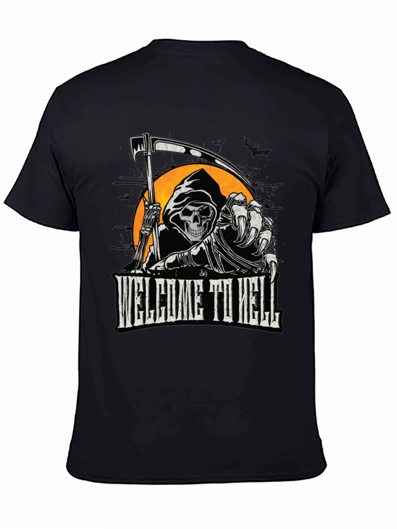 Welcome to Hell Grim Reaper Graphic Tee - Black