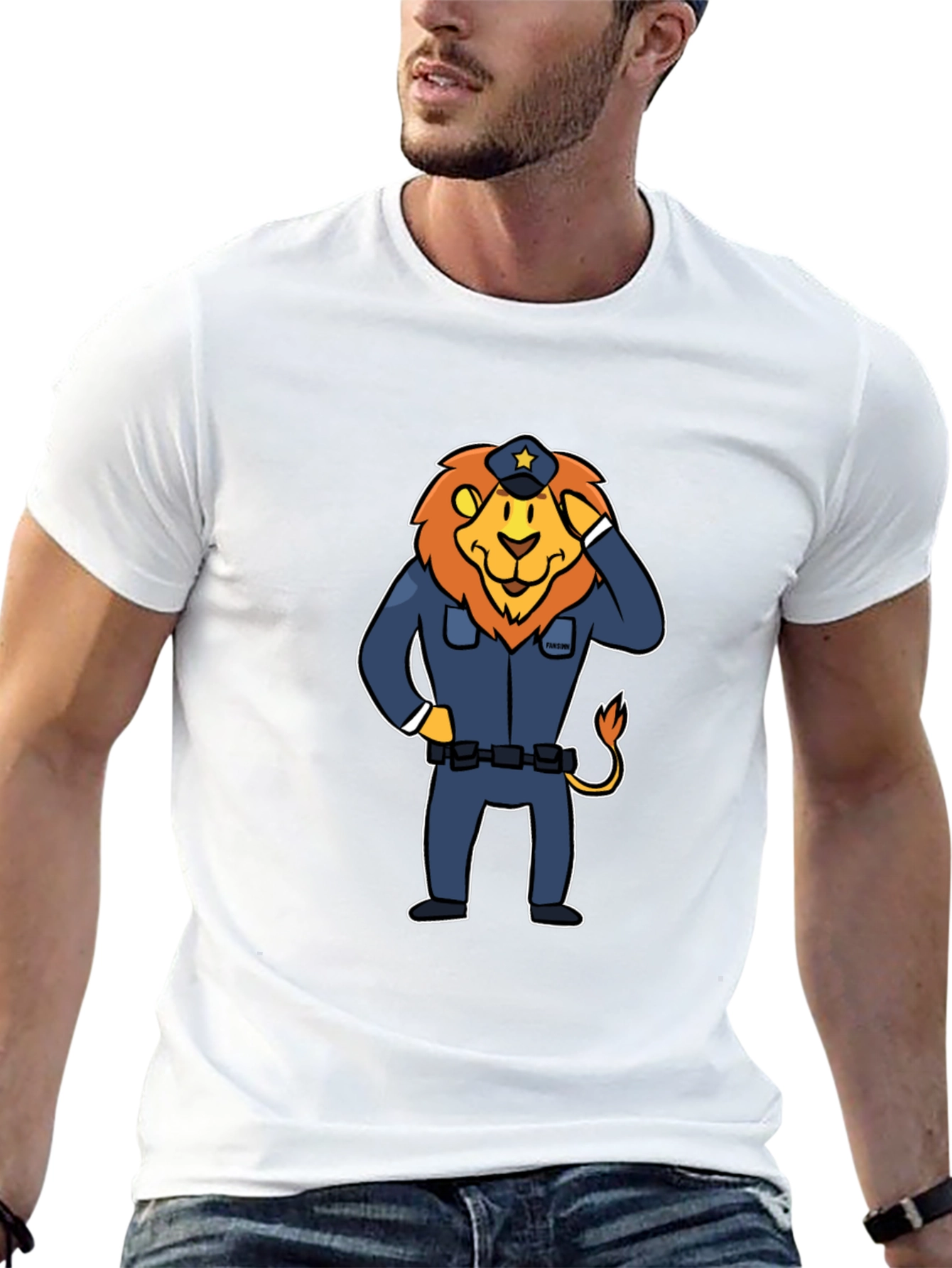 Lion Police Officer T-Shirt - Cartoon Design