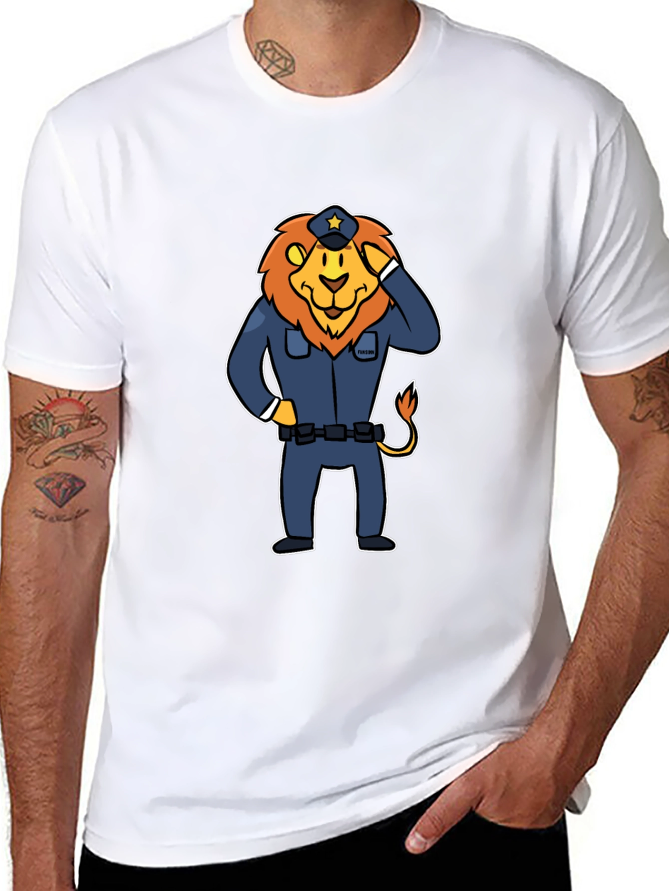 Lion Police Officer T-Shirt - Cartoon Design