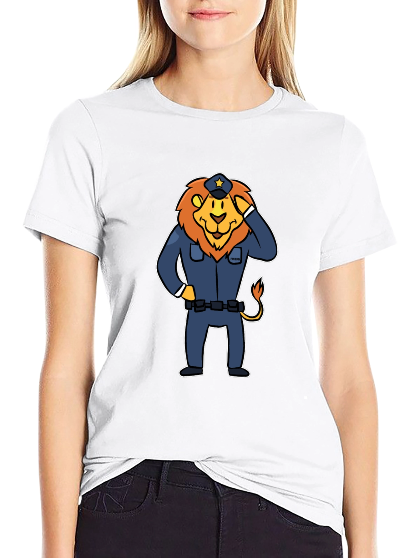 Lion Police Officer T-Shirt - Cartoon Design