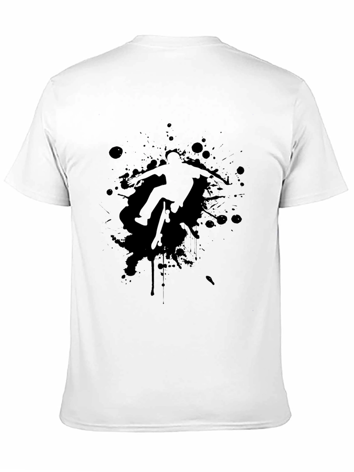 Skateboarder Splatter Graphic Black T-Shirt