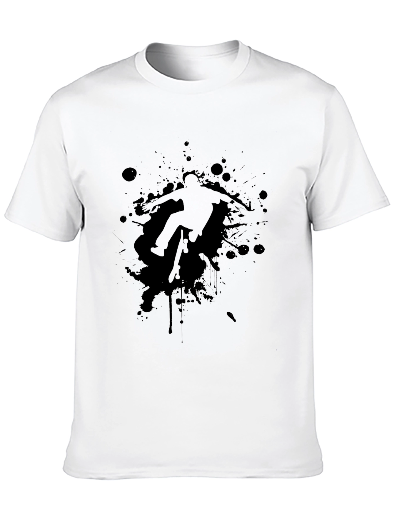 Skateboarder Splatter Graphic Black T-Shirt