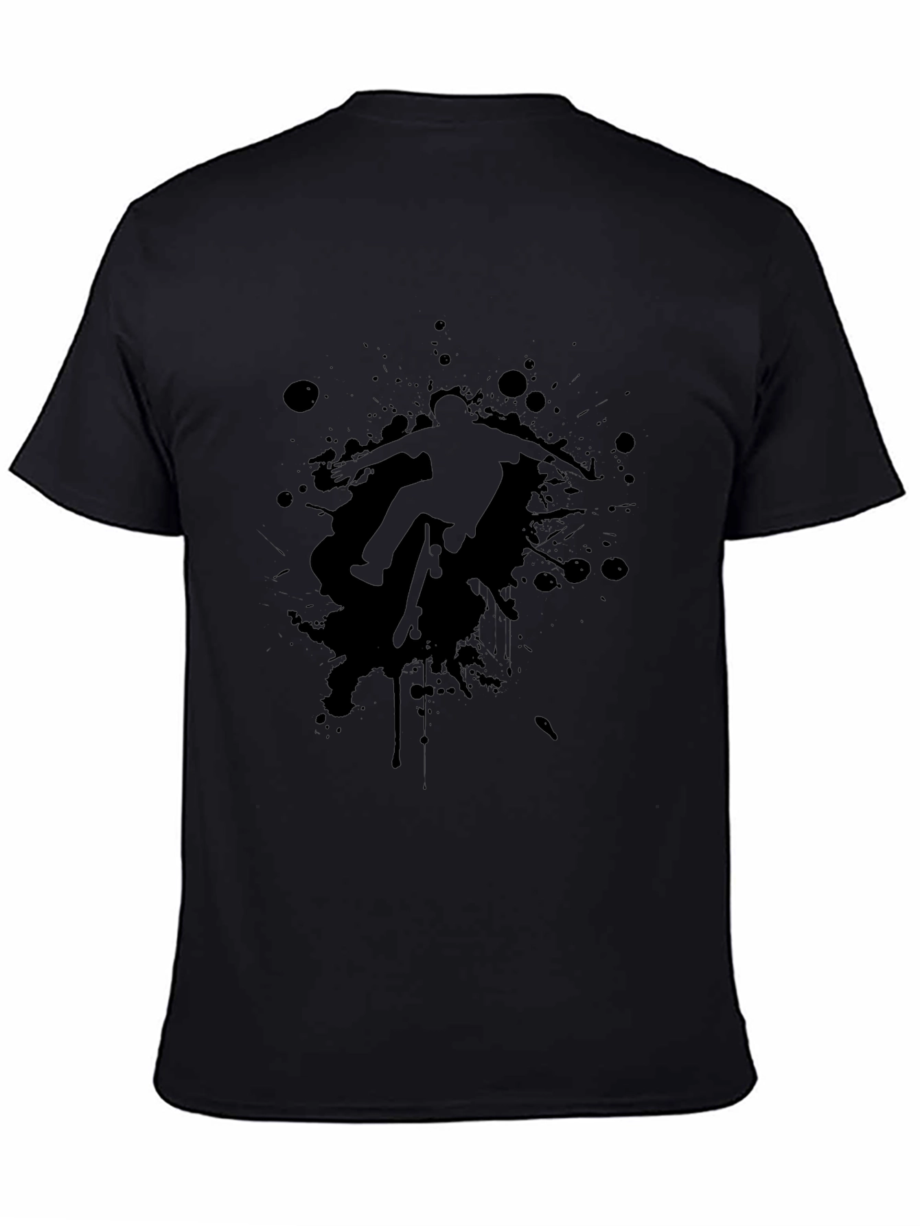 Skateboarder Splatter Graphic Black T-Shirt