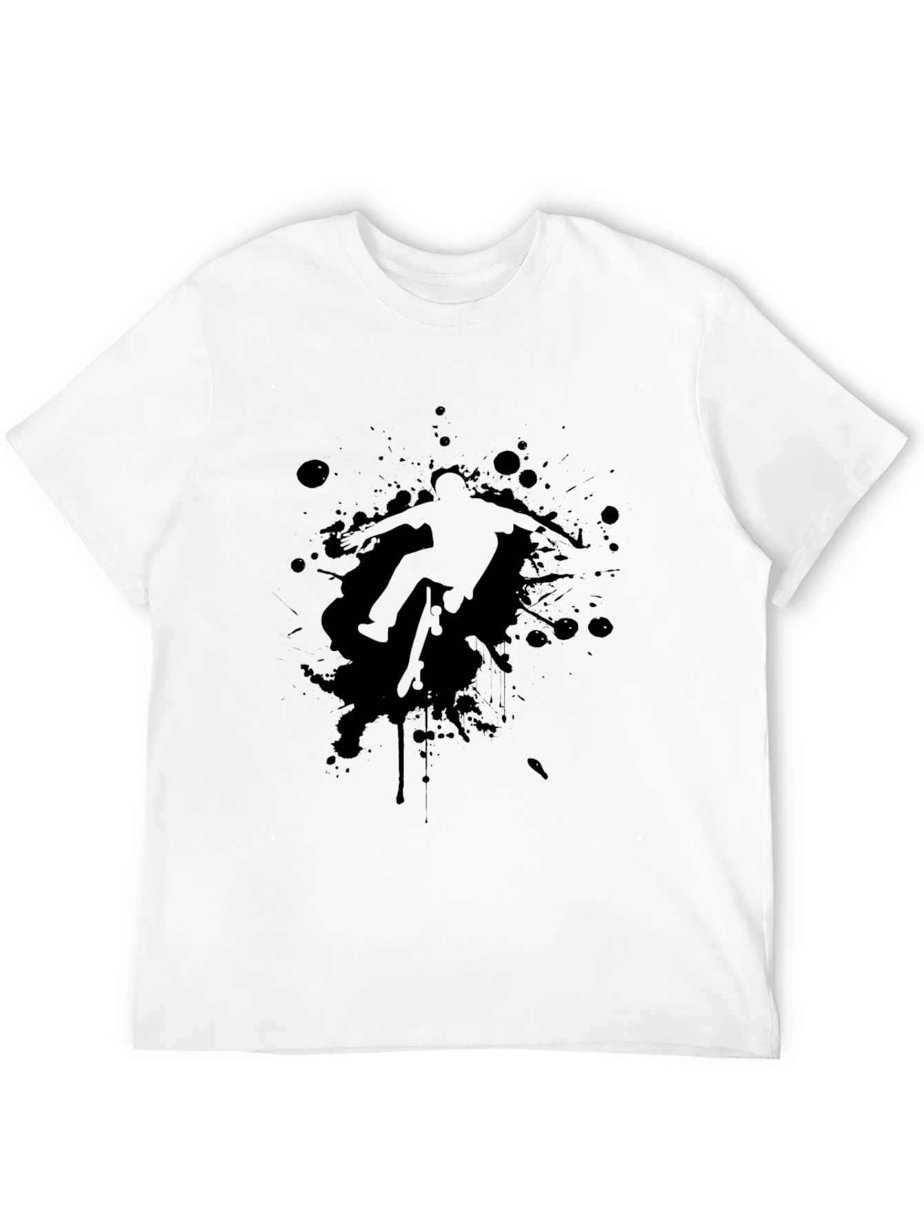 Skateboarder Splatter Graphic Black T-Shirt