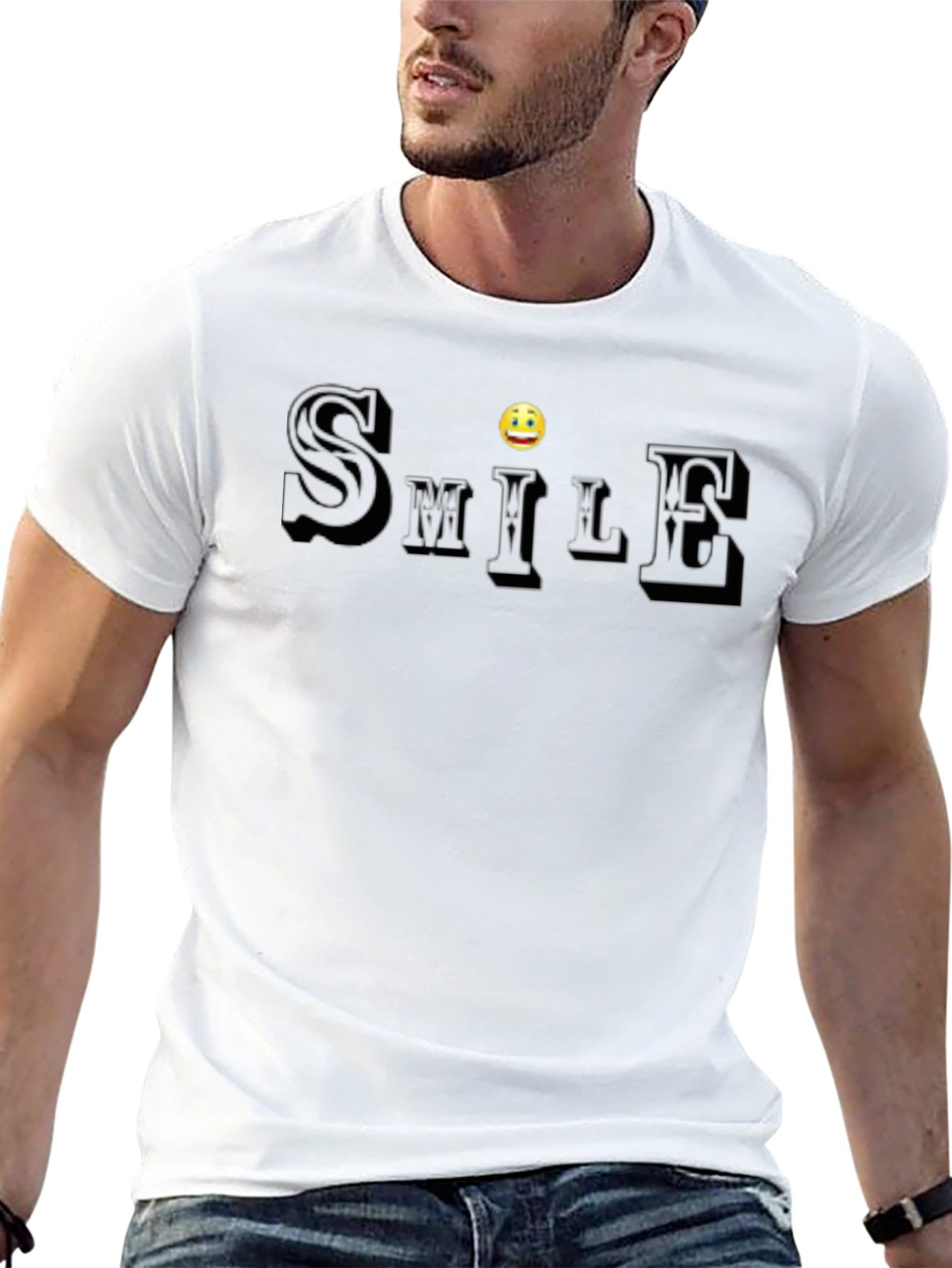 Smile Graphic Tee - Classic Crew Neck T-Shirt
