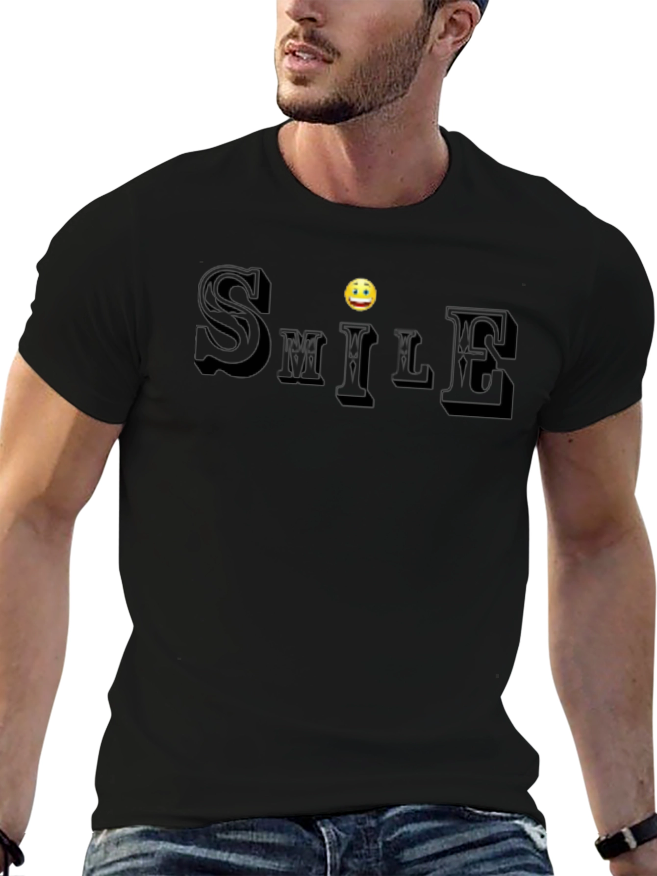 Smile Graphic Tee - Classic Crew Neck T-Shirt