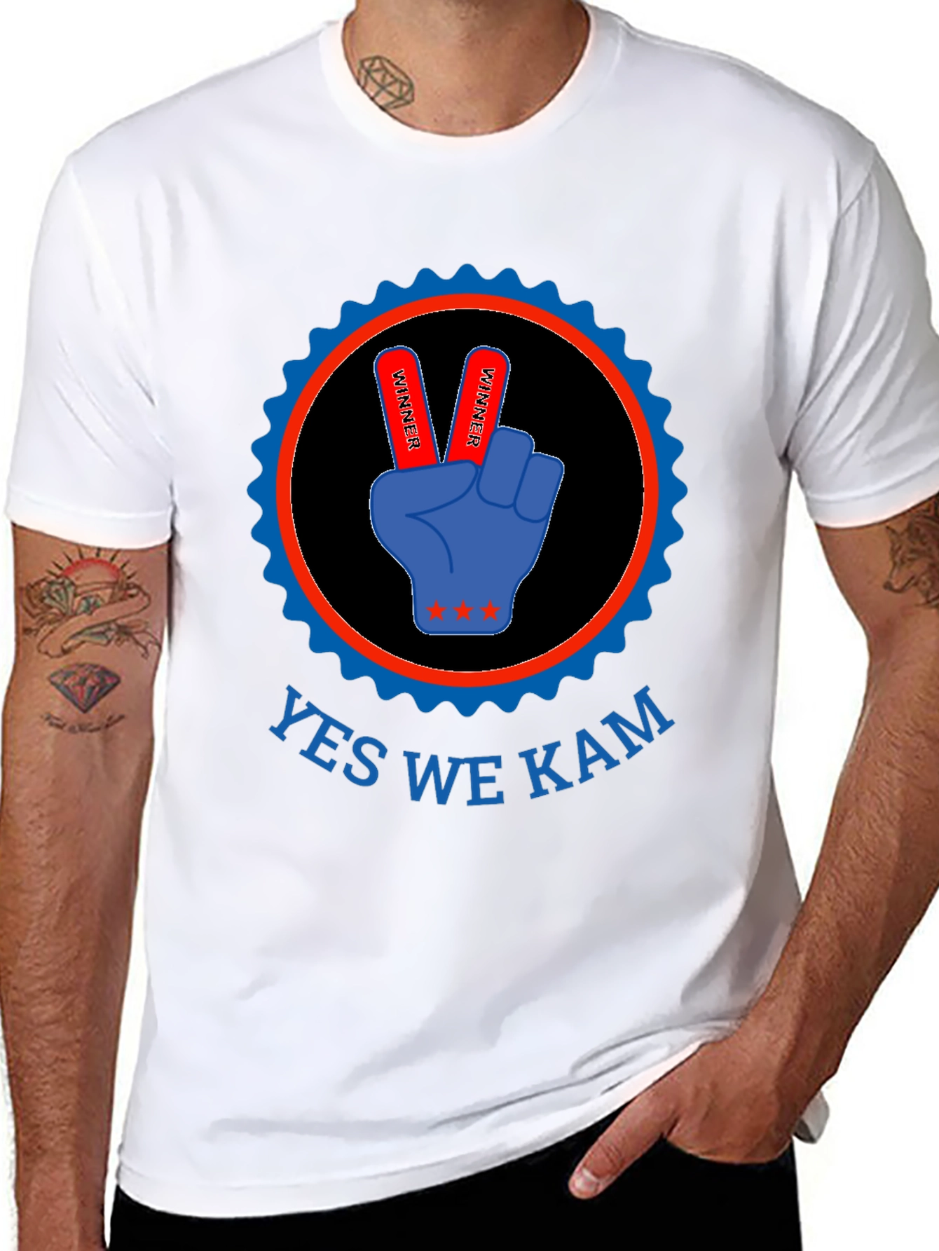 Yes We Kam T-Shirt - Victory Hand Design