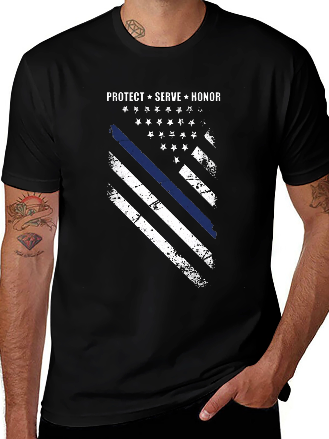 Protect Serve Honor Flag Graphic T-Shirt