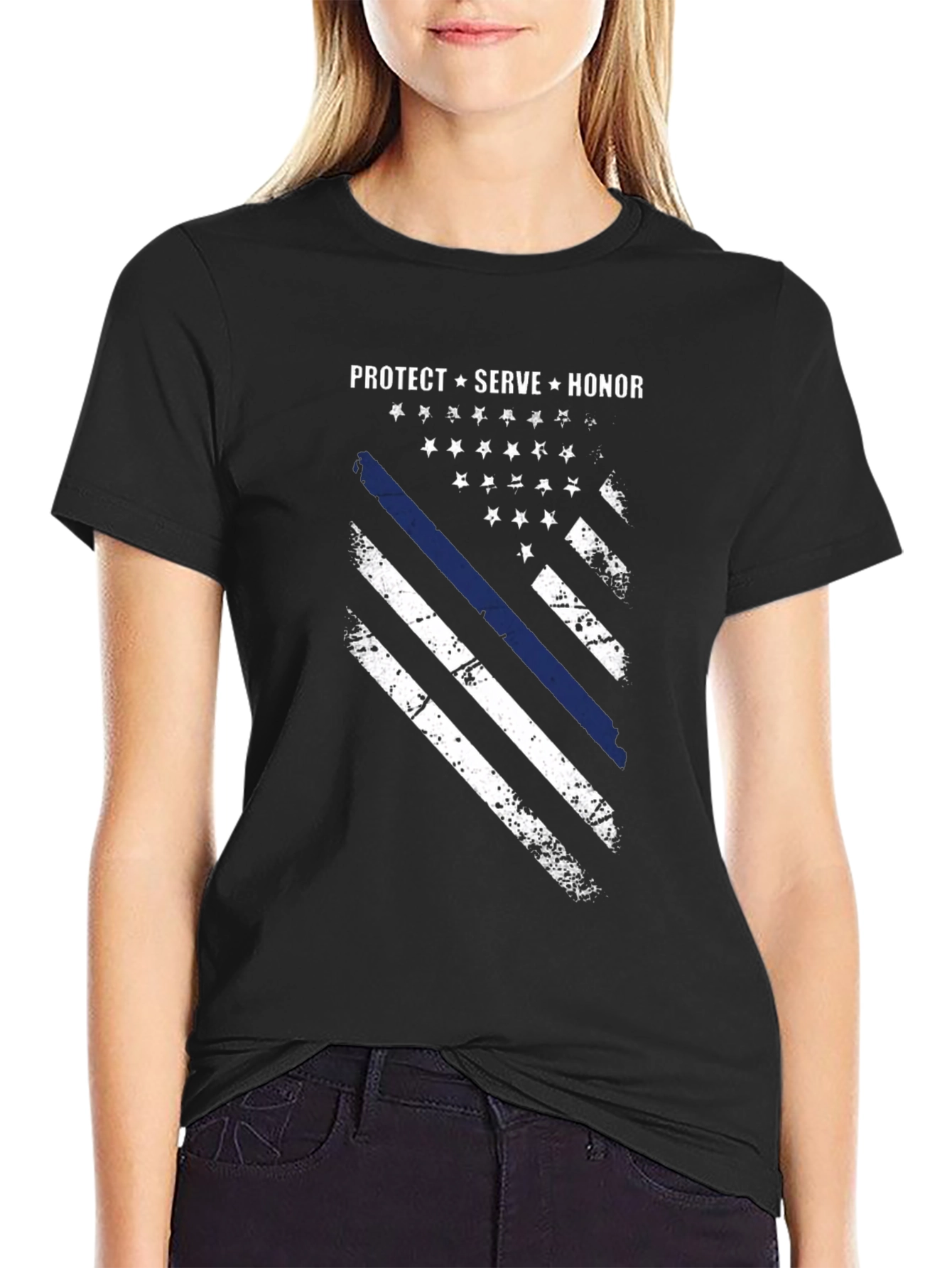 Protect Serve Honor Flag Graphic T-Shirt