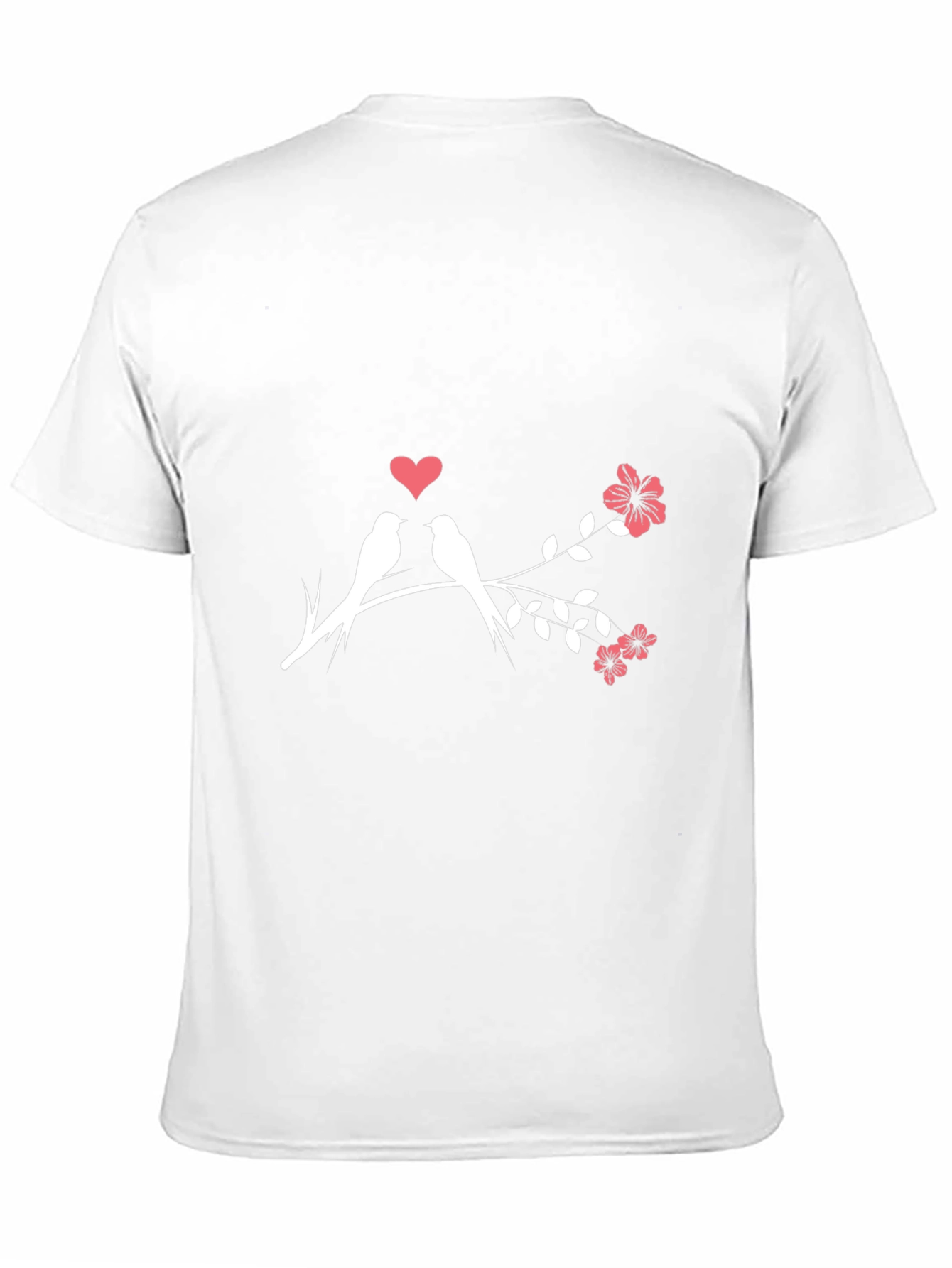 Love Birds T-Shirt - Romantic Floral Design