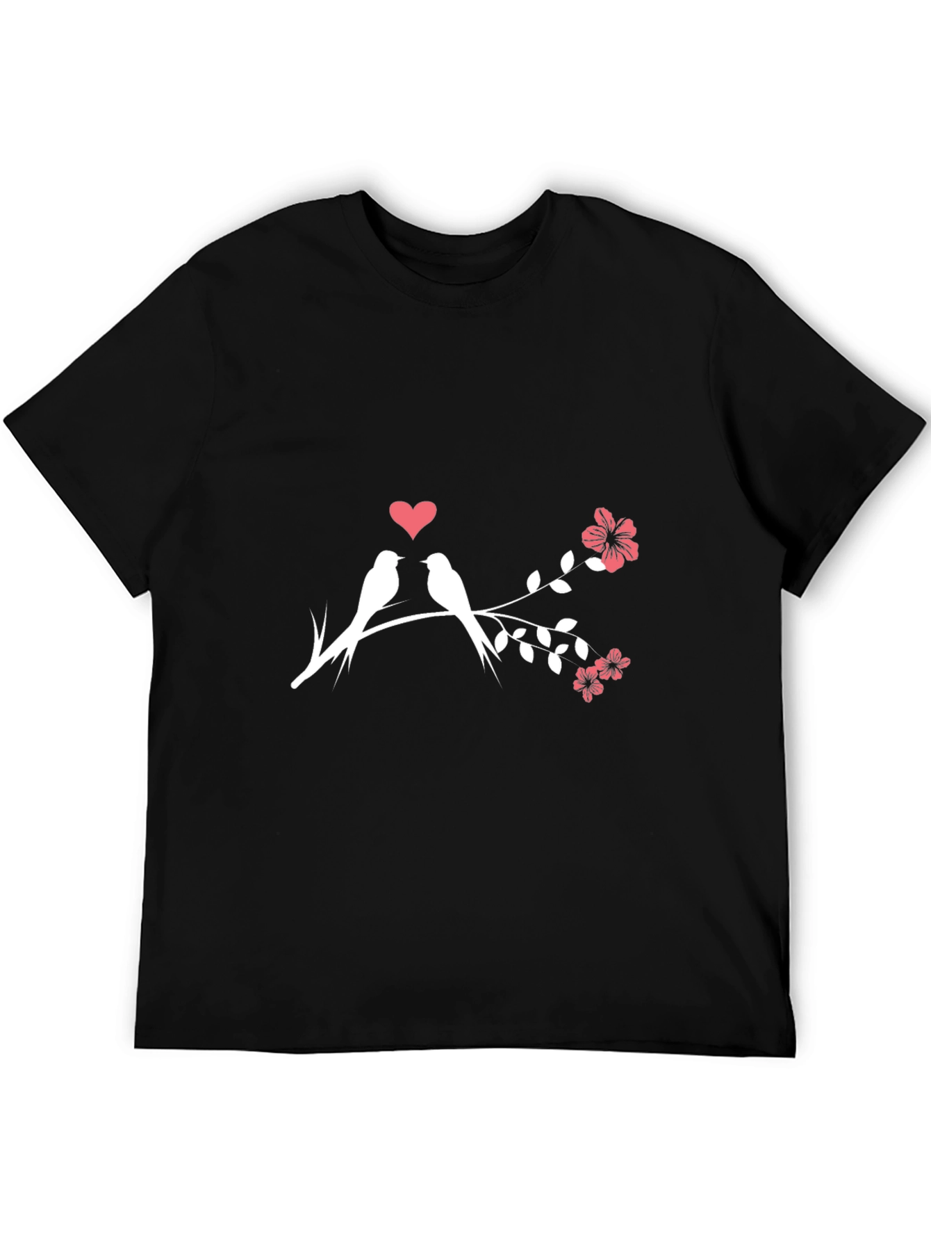Love Birds T-Shirt - Romantic Floral Design