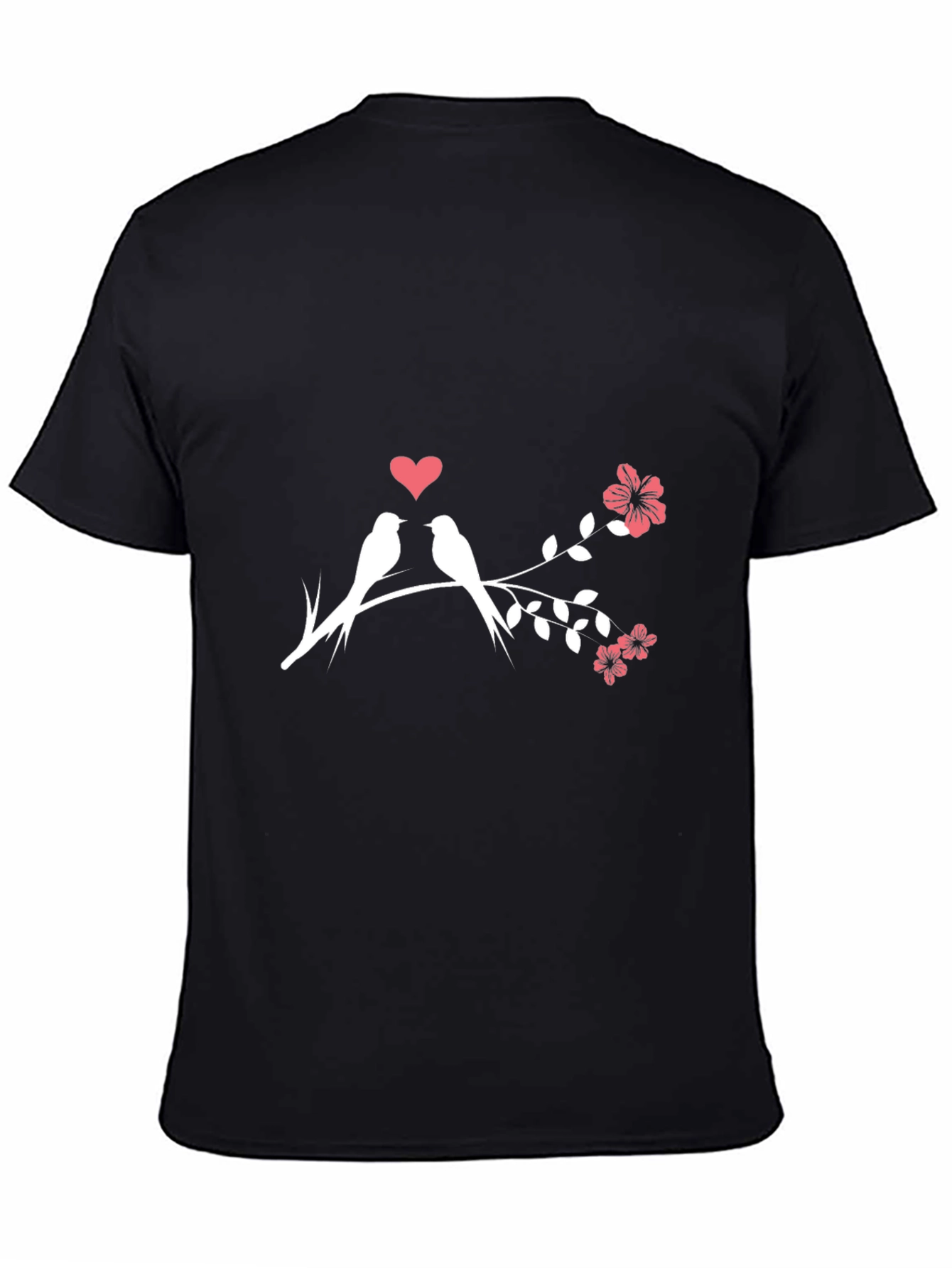 Love Birds T-Shirt - Romantic Floral Design