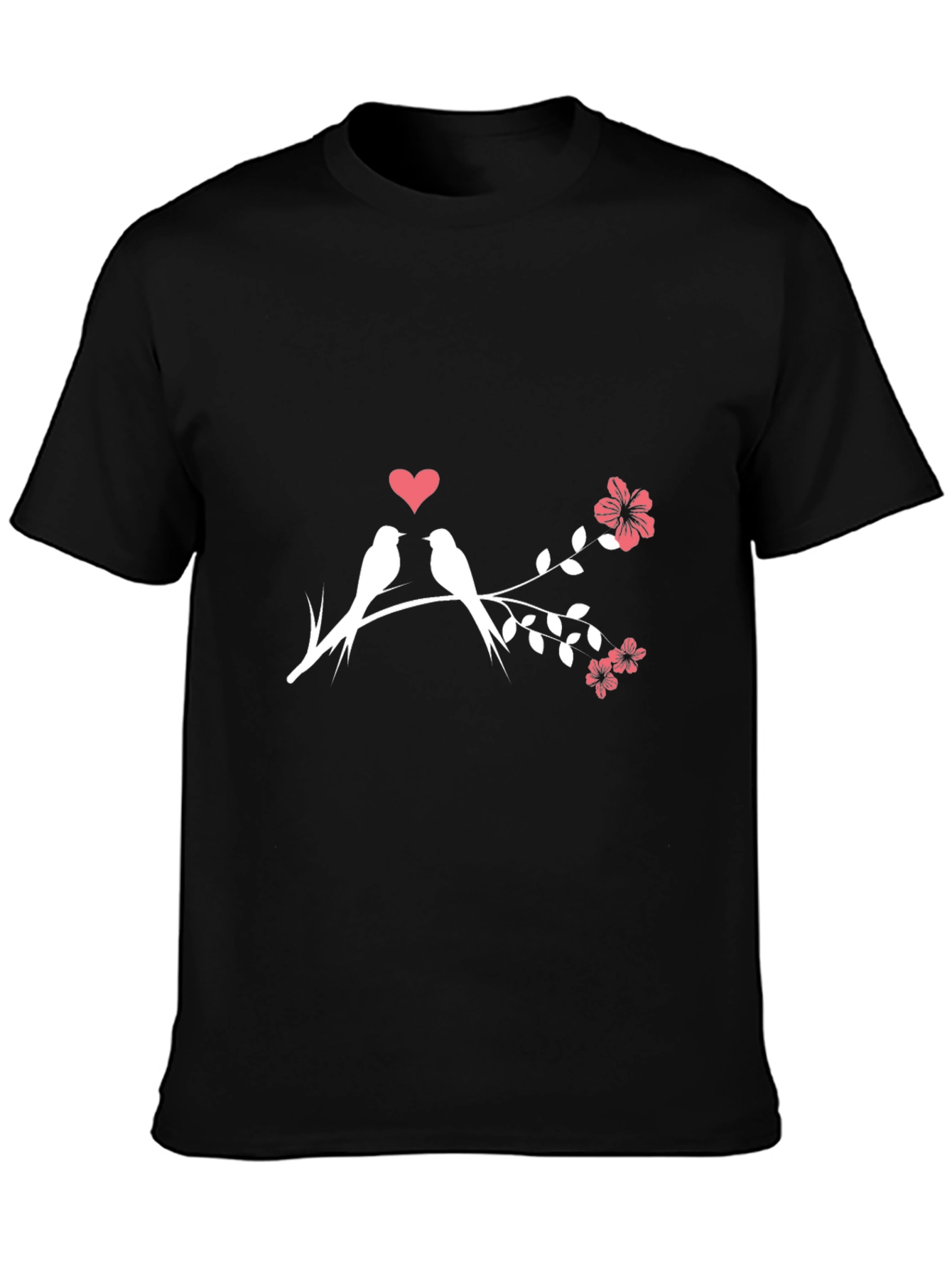 Love Birds T-Shirt - Romantic Floral Design