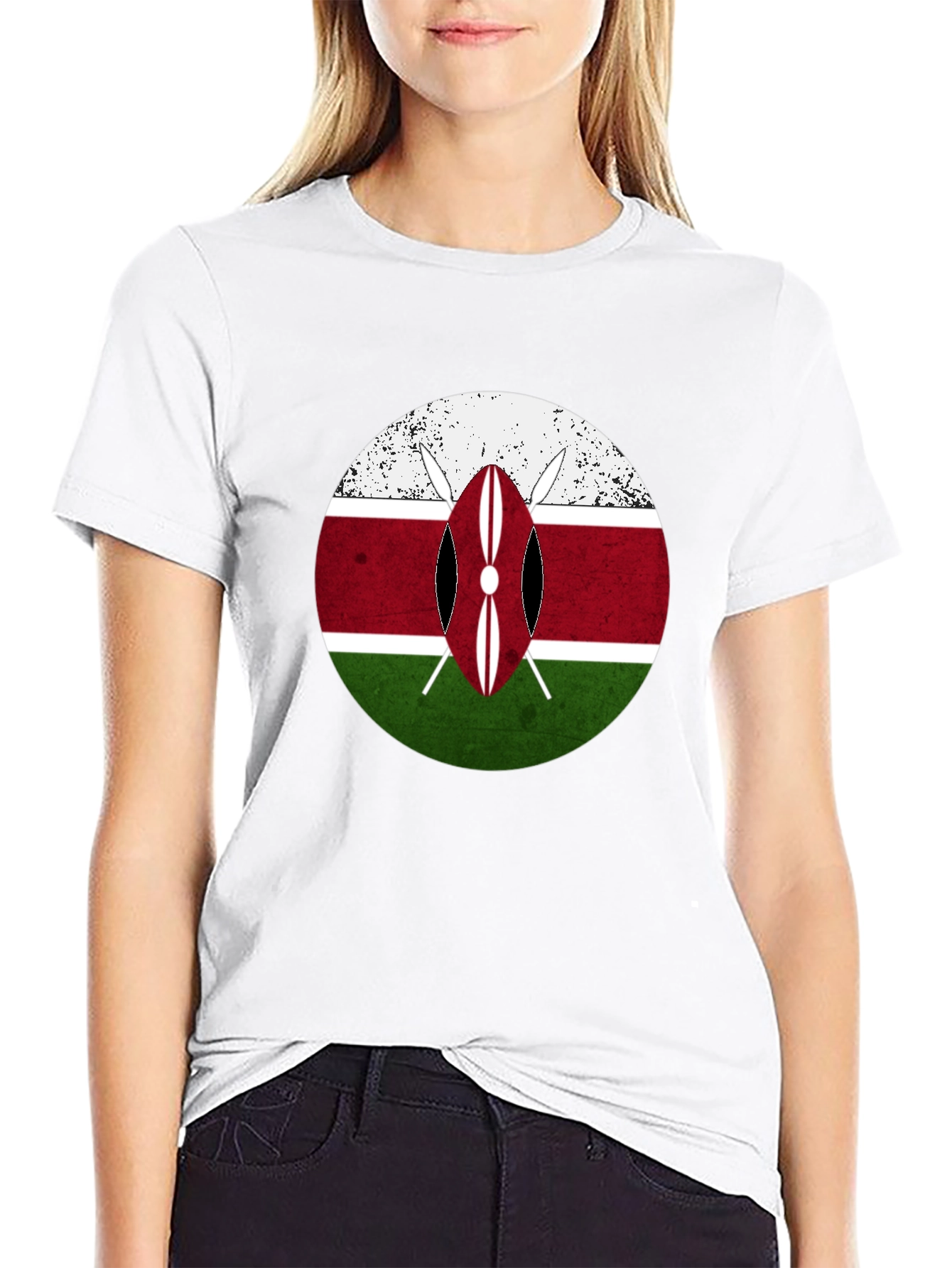 Kenya Flag Shield T-Shirt - Distressed Graphic Tee