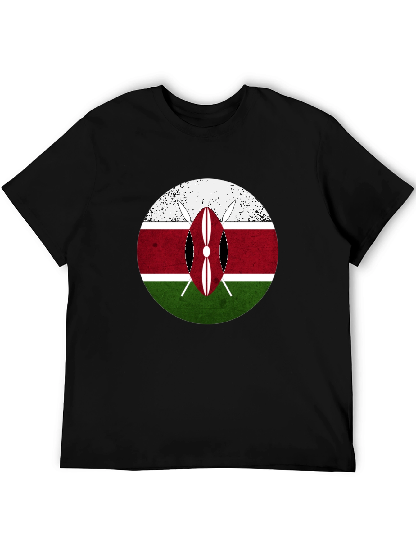 Kenya Flag Shield T-Shirt - Distressed Graphic Tee