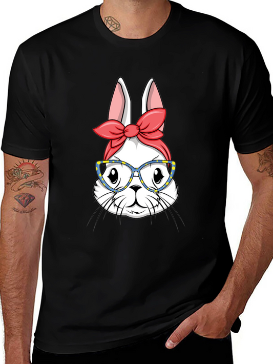 Bunny with Glasses T-Shirt - Black