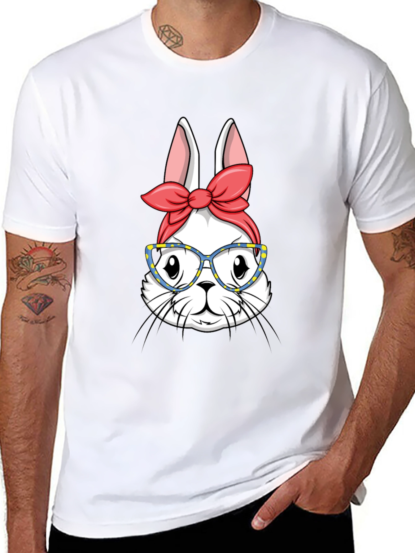 Bunny with Glasses T-Shirt - Black